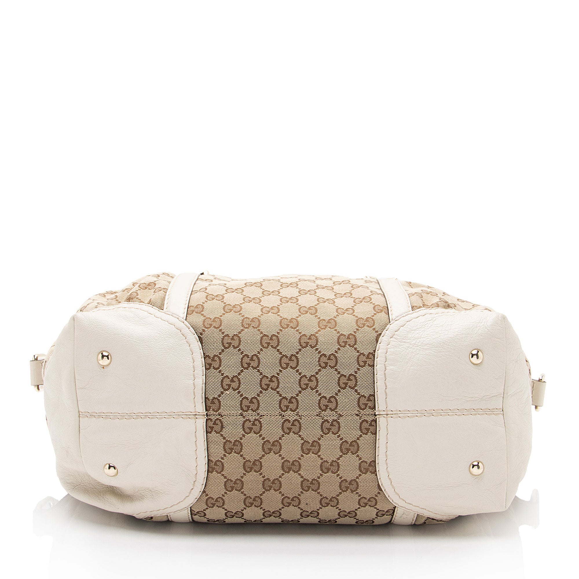 Gucci GG Canvas Horsebit Nailhead Medium Boston Bag