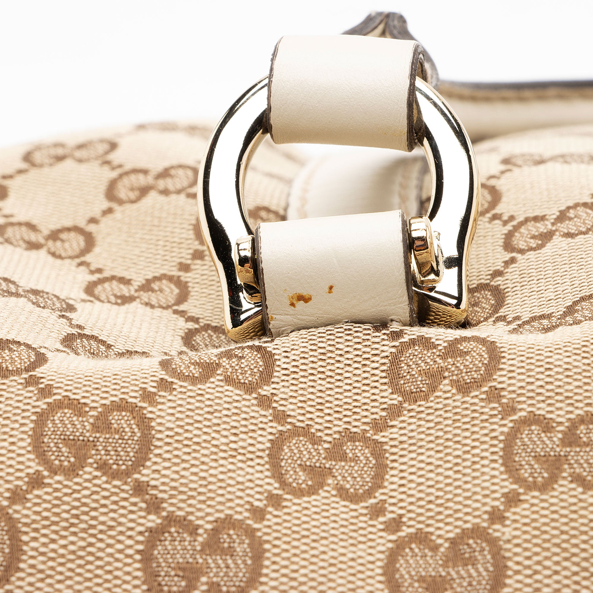 Gucci GG Canvas Horsebit Nailhead Medium Boston Bag