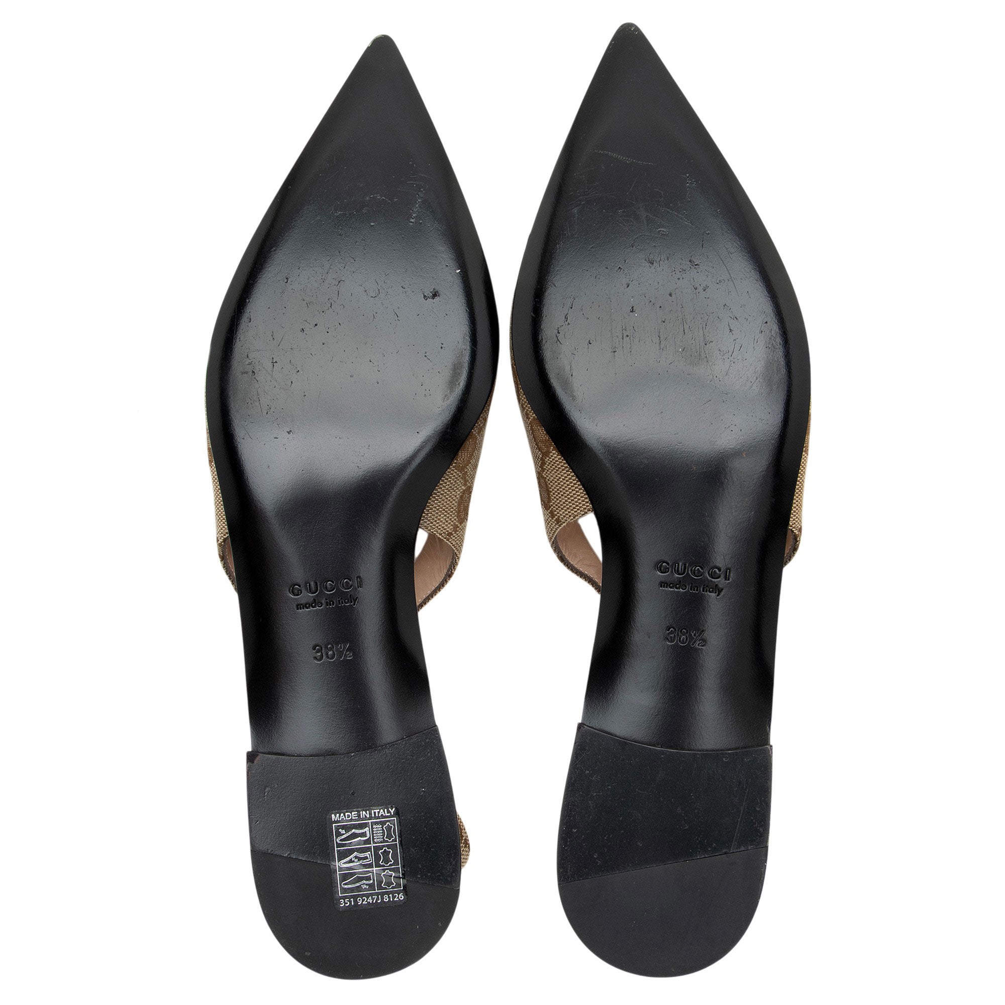Gucci GG Canvas Horsebit Slingback Flats - Size 8.5 / 38.5
