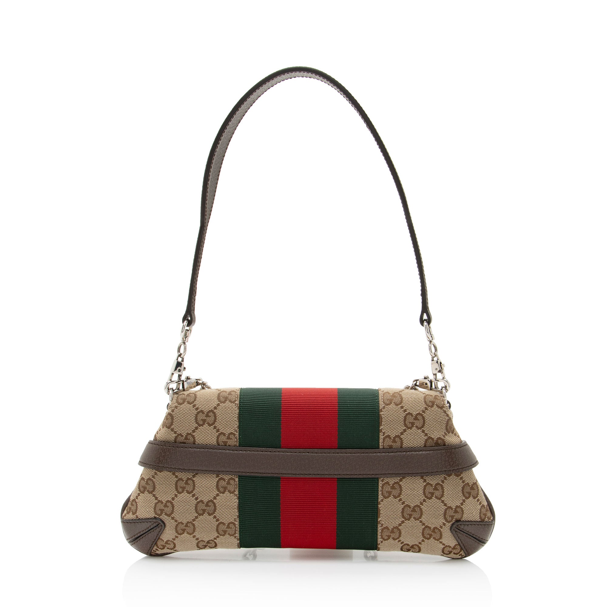 Gucci GG Canvas Horsebit Web Chain Small Shoulder Bag