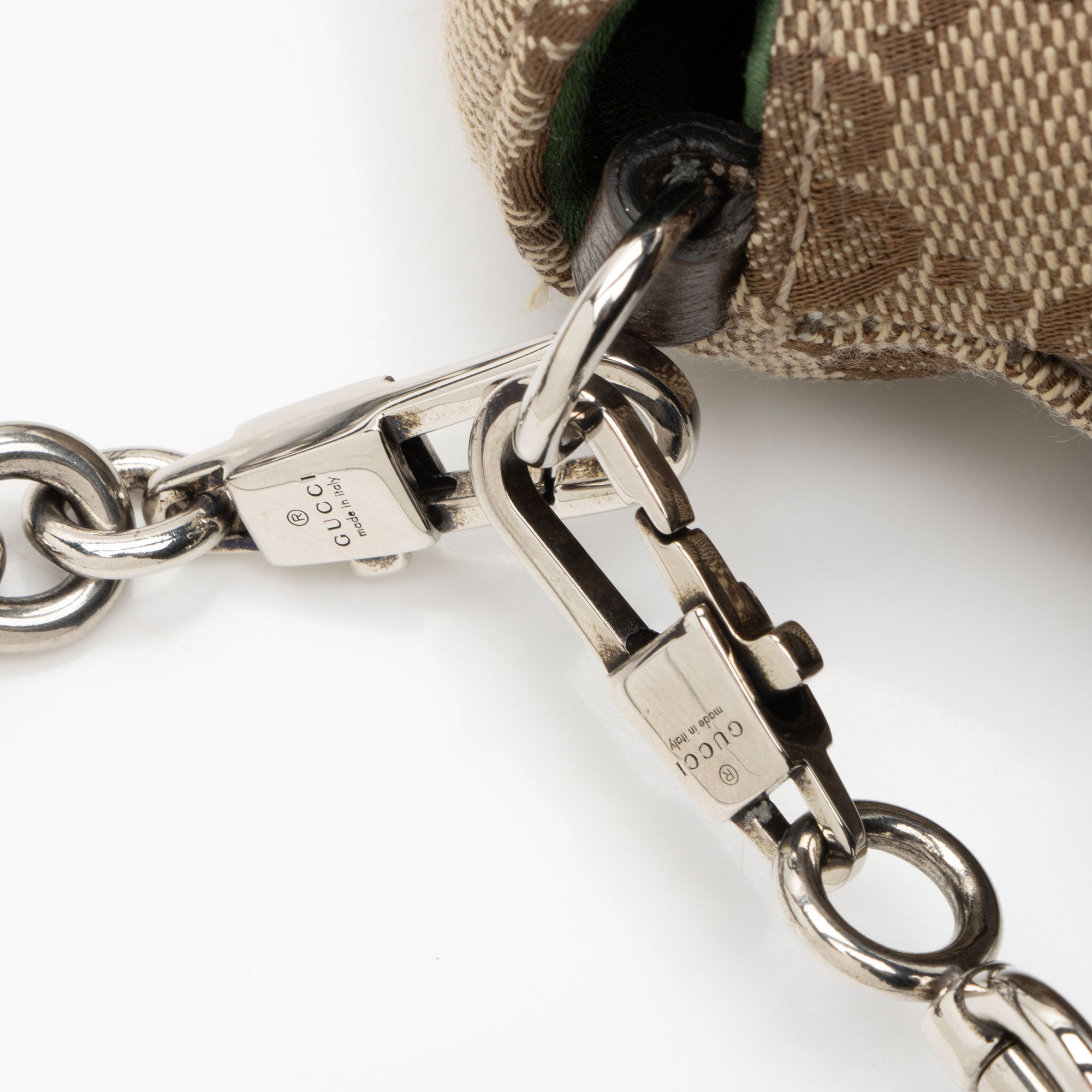 Gucci GG Canvas Horsebit Web Chain Small Shoulder Bag