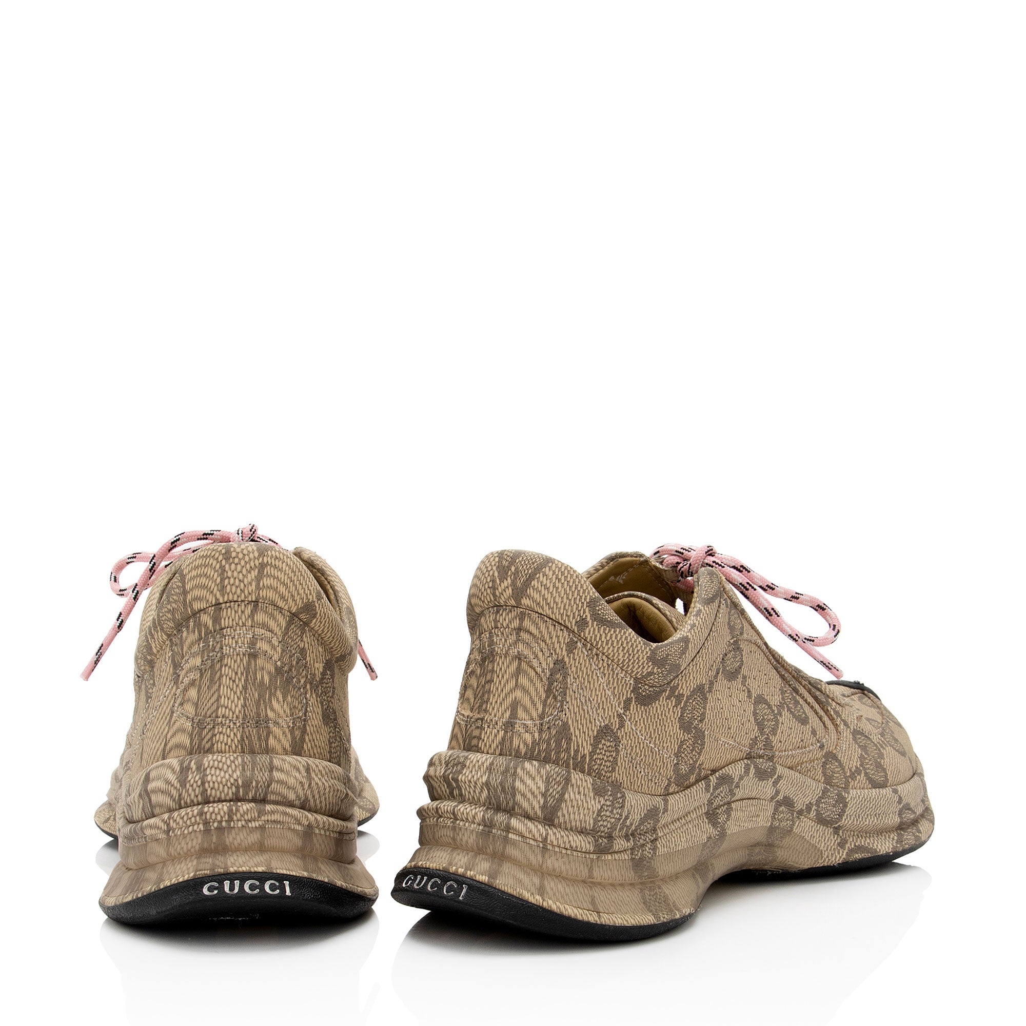 Gucci GG Canvas Leather Run Sneakers - Size 7.5 / 37.5 (SHF-V4B1xE)