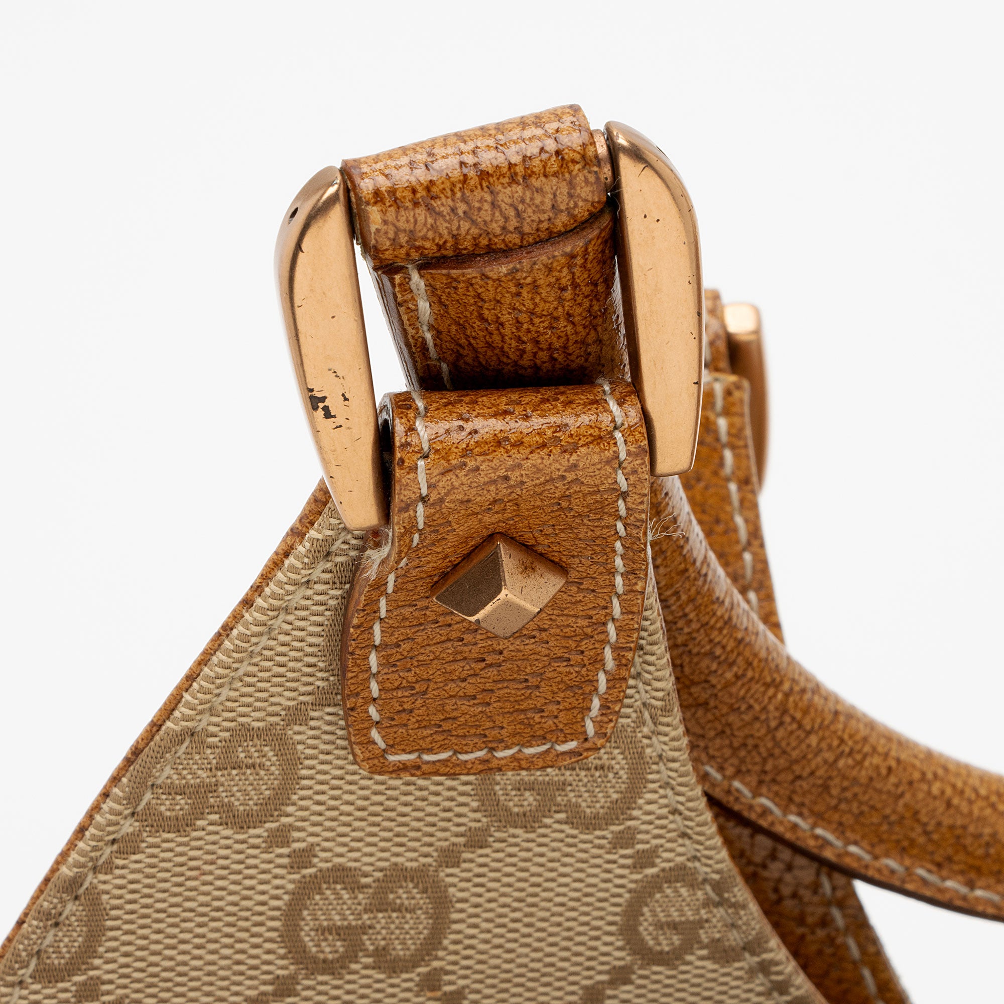 Gucci GG Canvas Nailhead Bardot Large Shoulder Bag (SHF-FHIG8i)