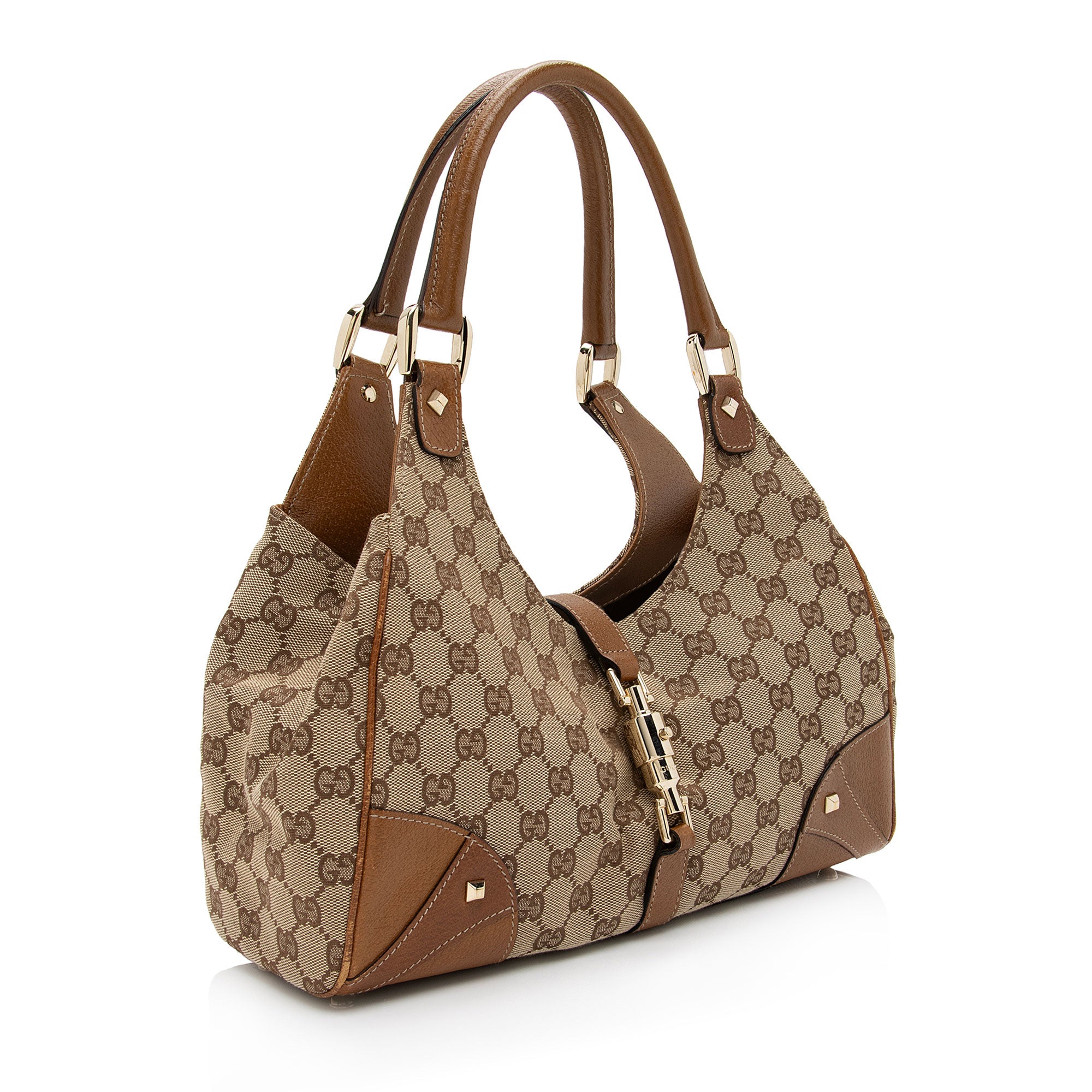 Gucci GG Canvas Nailhead Bardot Shoulder Bag (SHF-cXQEhI)