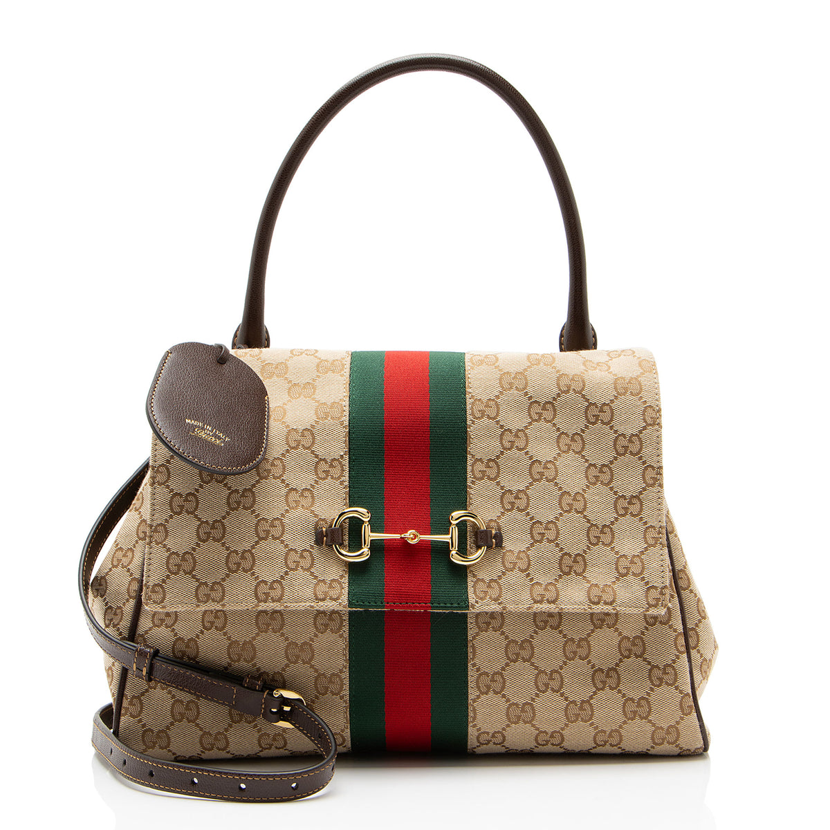 Gucci GG Canvas Horsebit Paparazzo Medium Top Handle