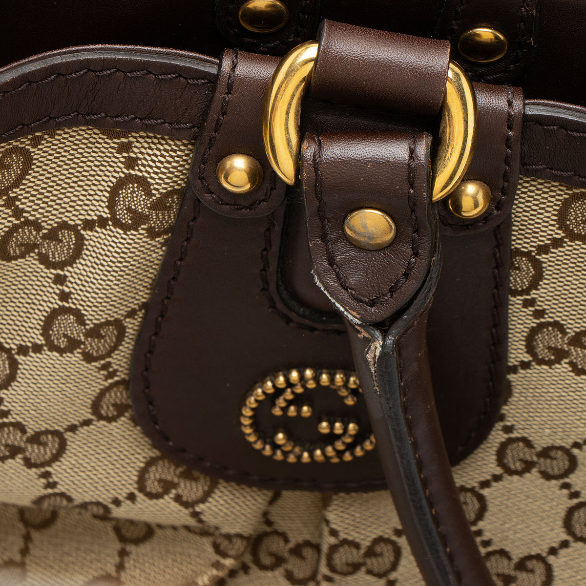 Gucci GG Canvas Studded Scarlett Large Tote
