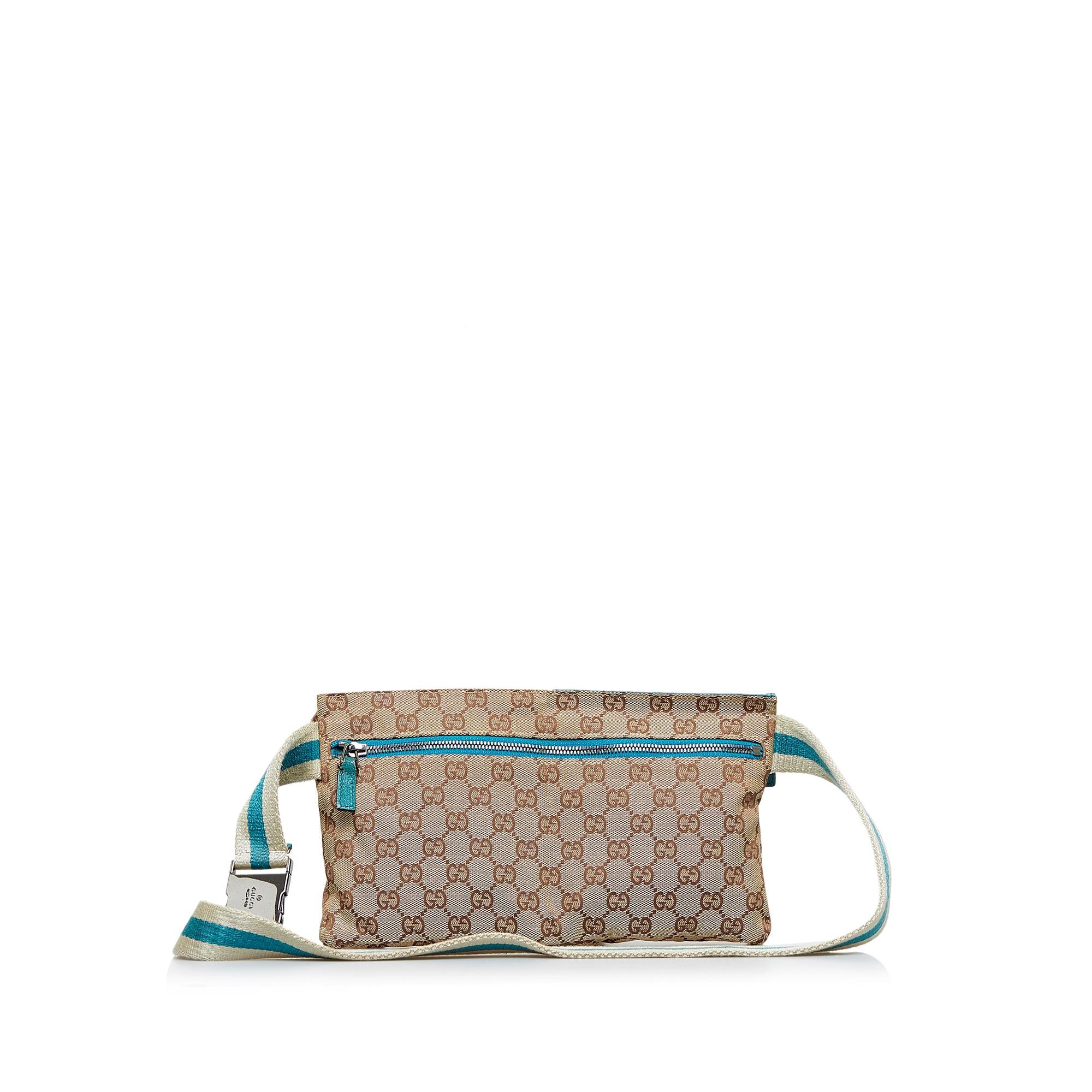 Gucci GG Canvas Web Double Pocket Belt Bag (SHG-fVauzX)