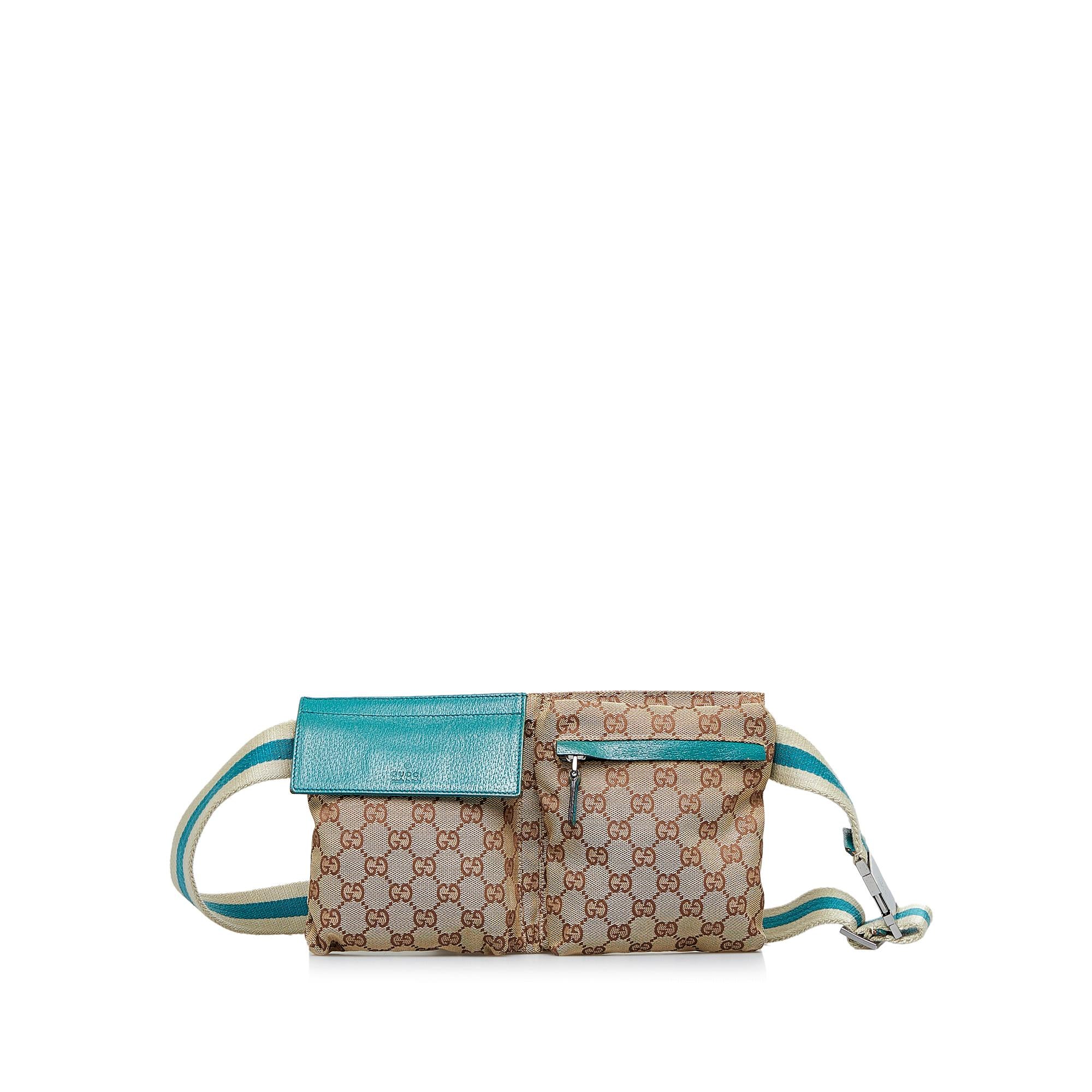 Gucci GG Canvas Web Double Pocket Belt Bag (SHG-fVauzX)