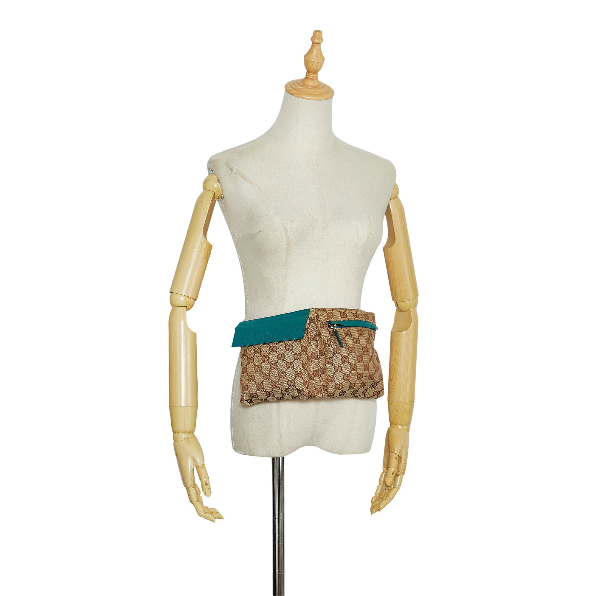 Gucci GG Canvas Web Double Pocket Belt Bag (SHG-fVauzX)