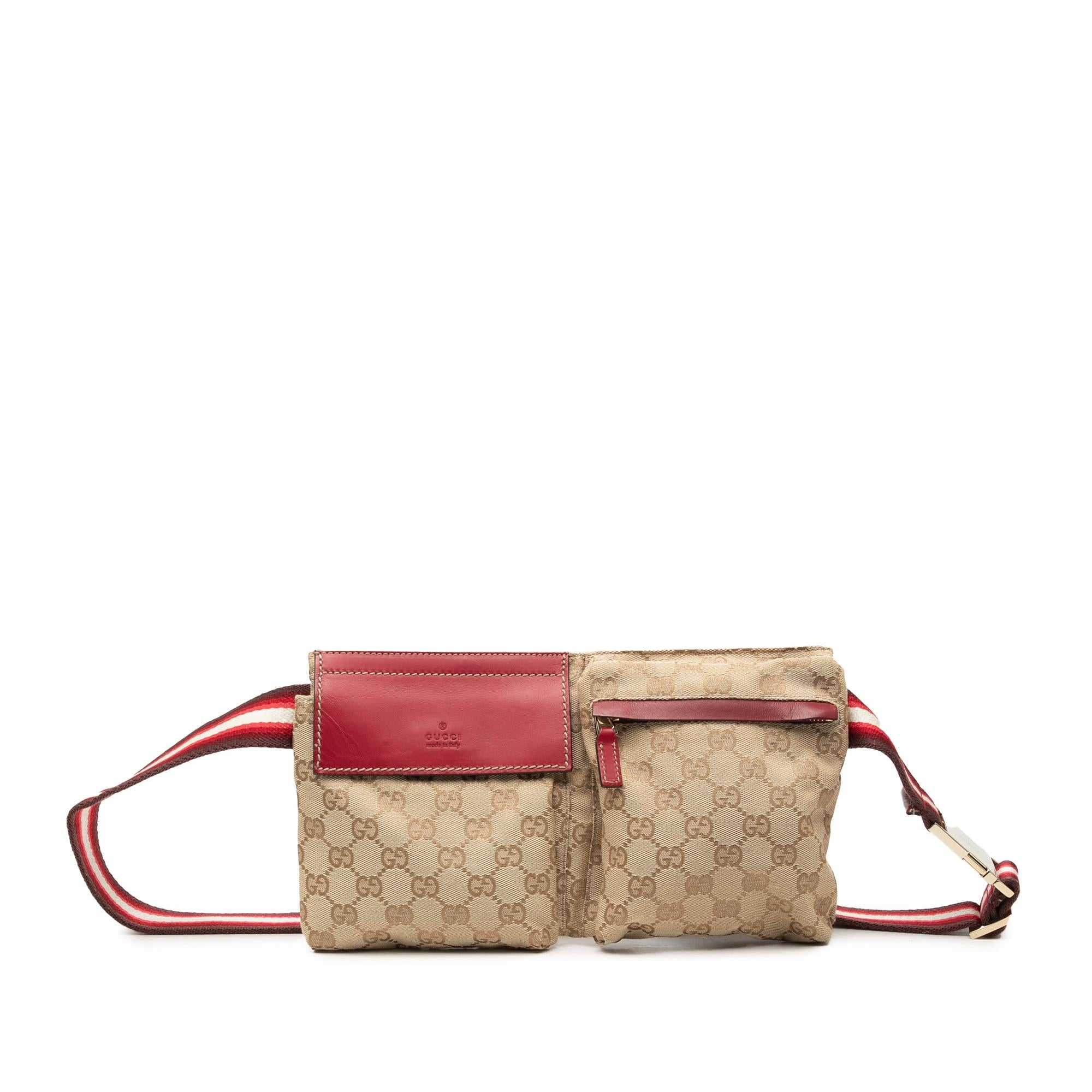 Gucci GG Canvas Web Double Pocket Belt Bag