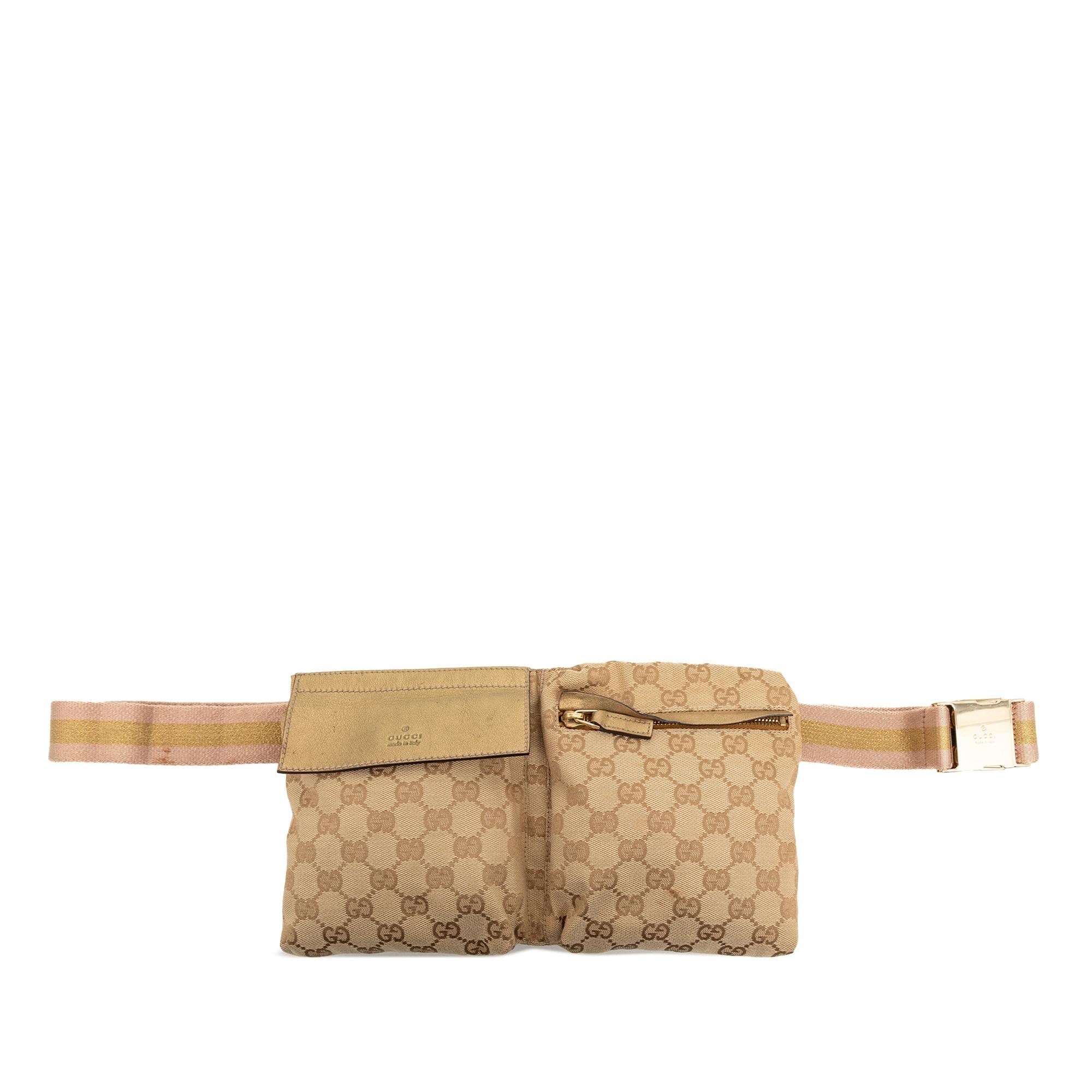 Gucci GG Canvas Web Double Pocket Belt Bag
