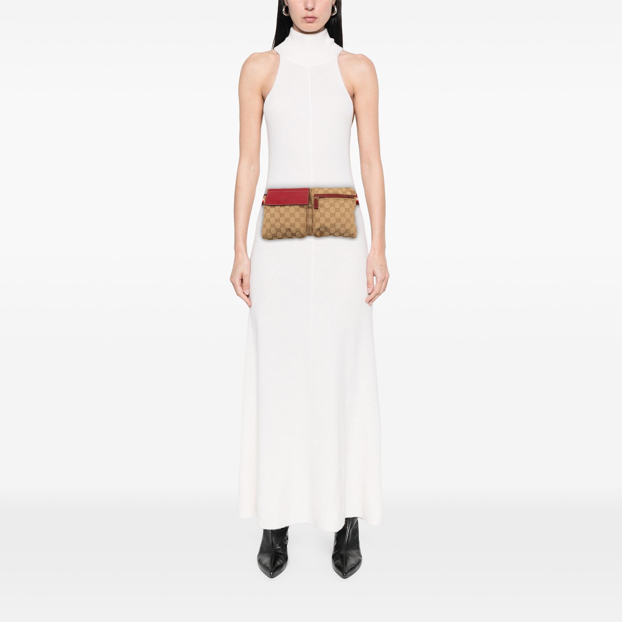 Gucci GG Canvas Web Double Pocket Belt Bag