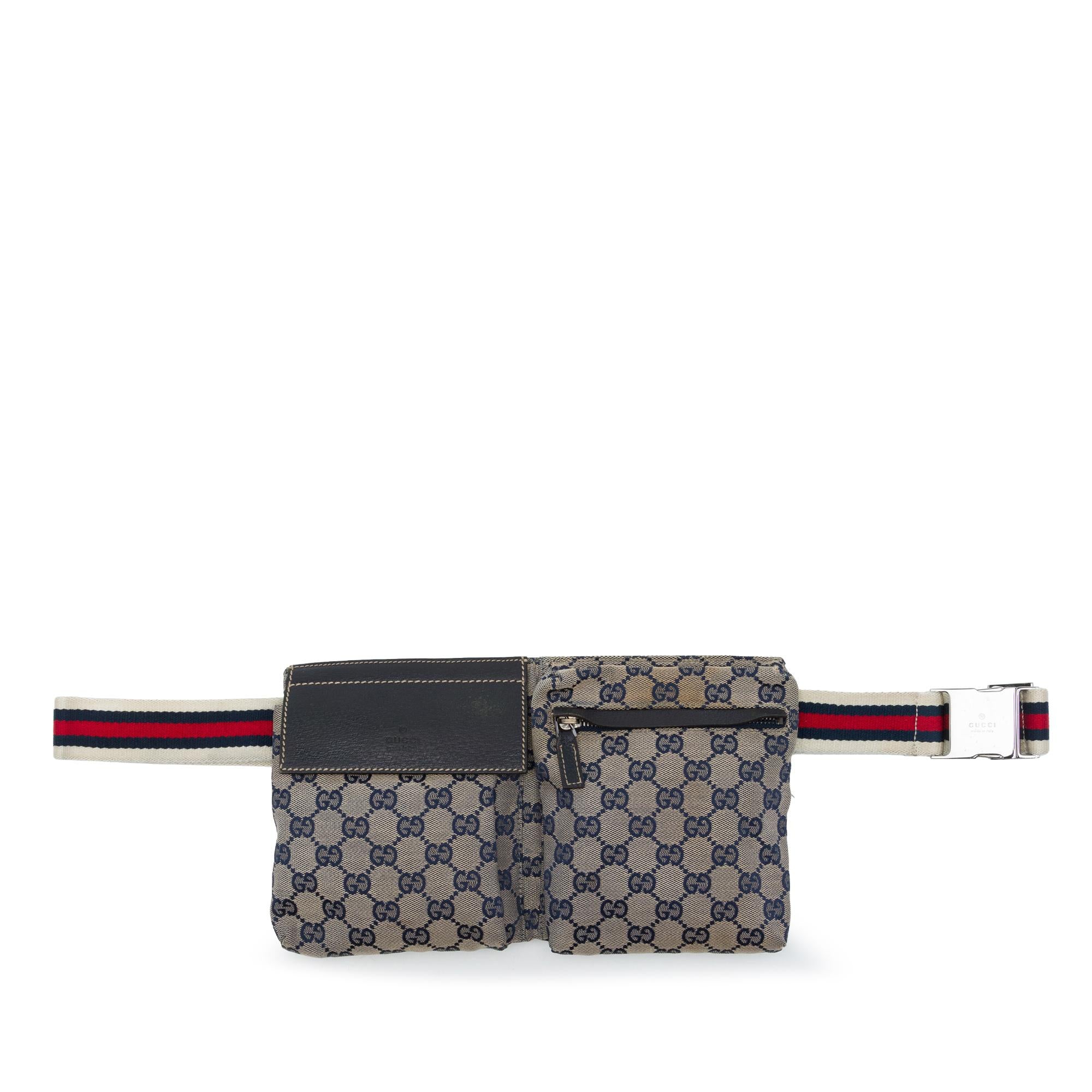 Gucci GG Canvas Web Double Pocket Belt Bag