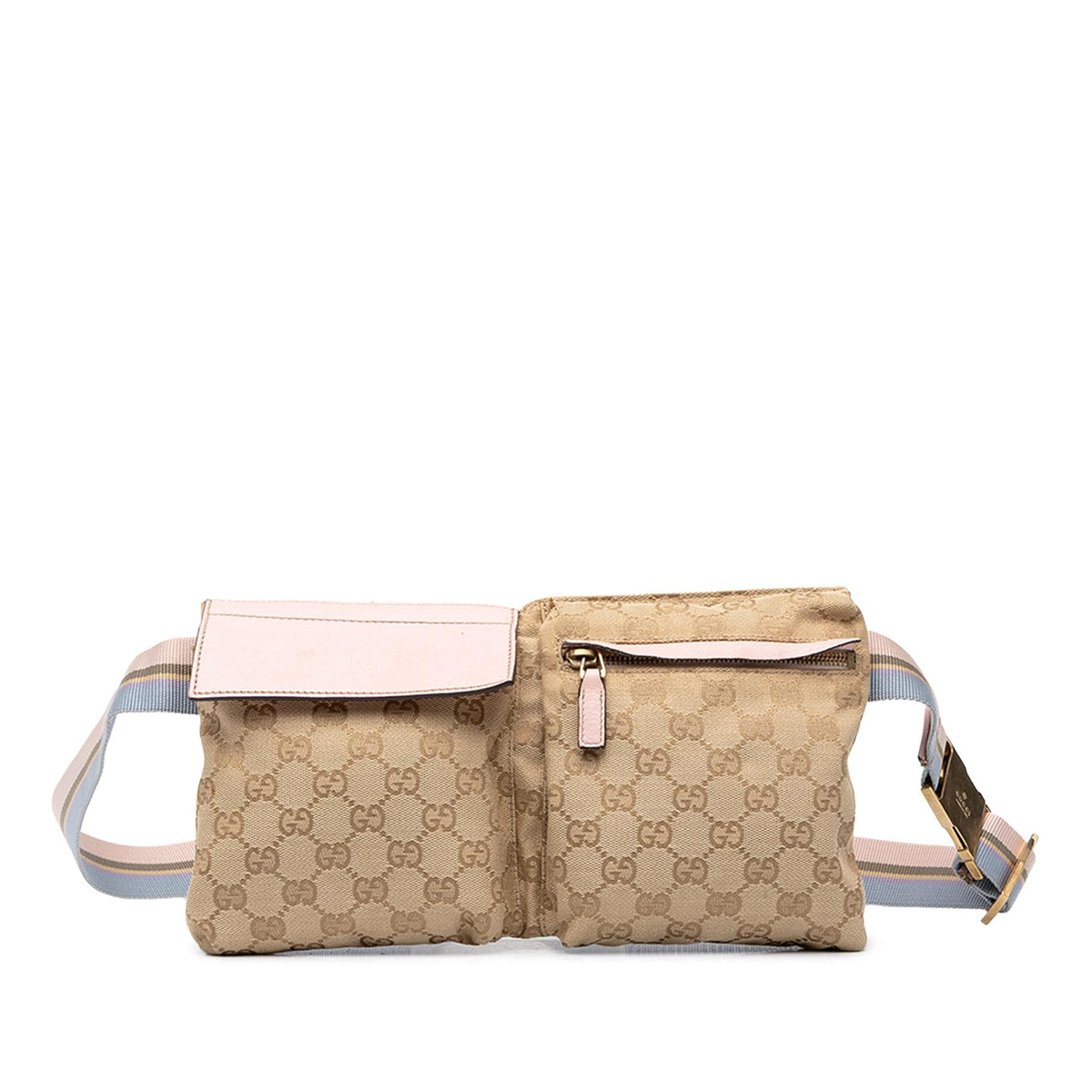 Gucci GG Canvas Web Double Pocket Belt Bag