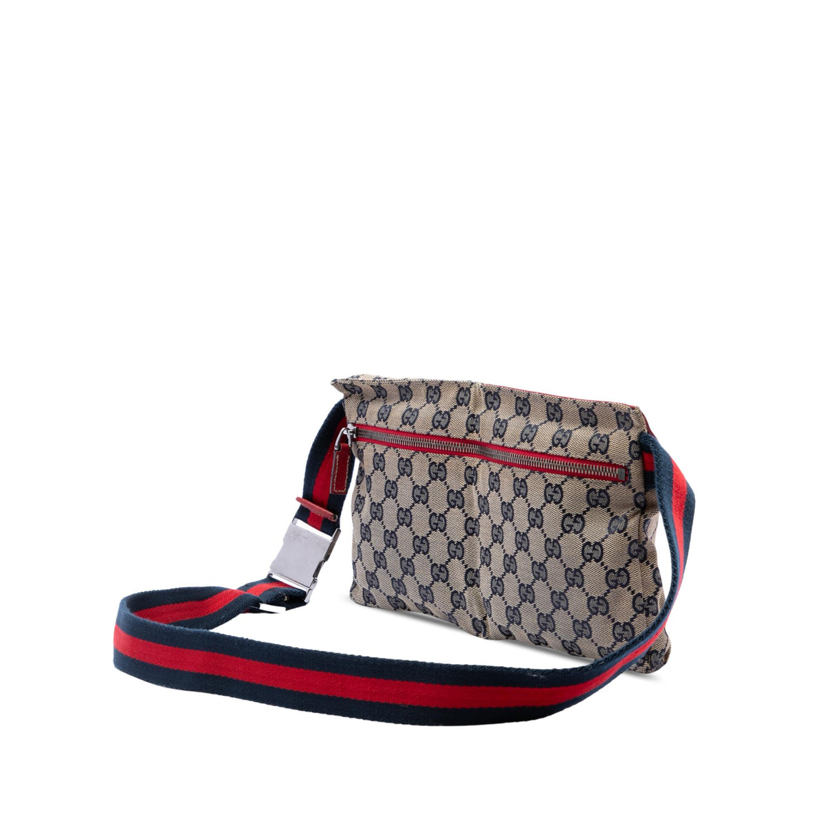 Gucci GG Canvas Web Double Pocket Belt Bag