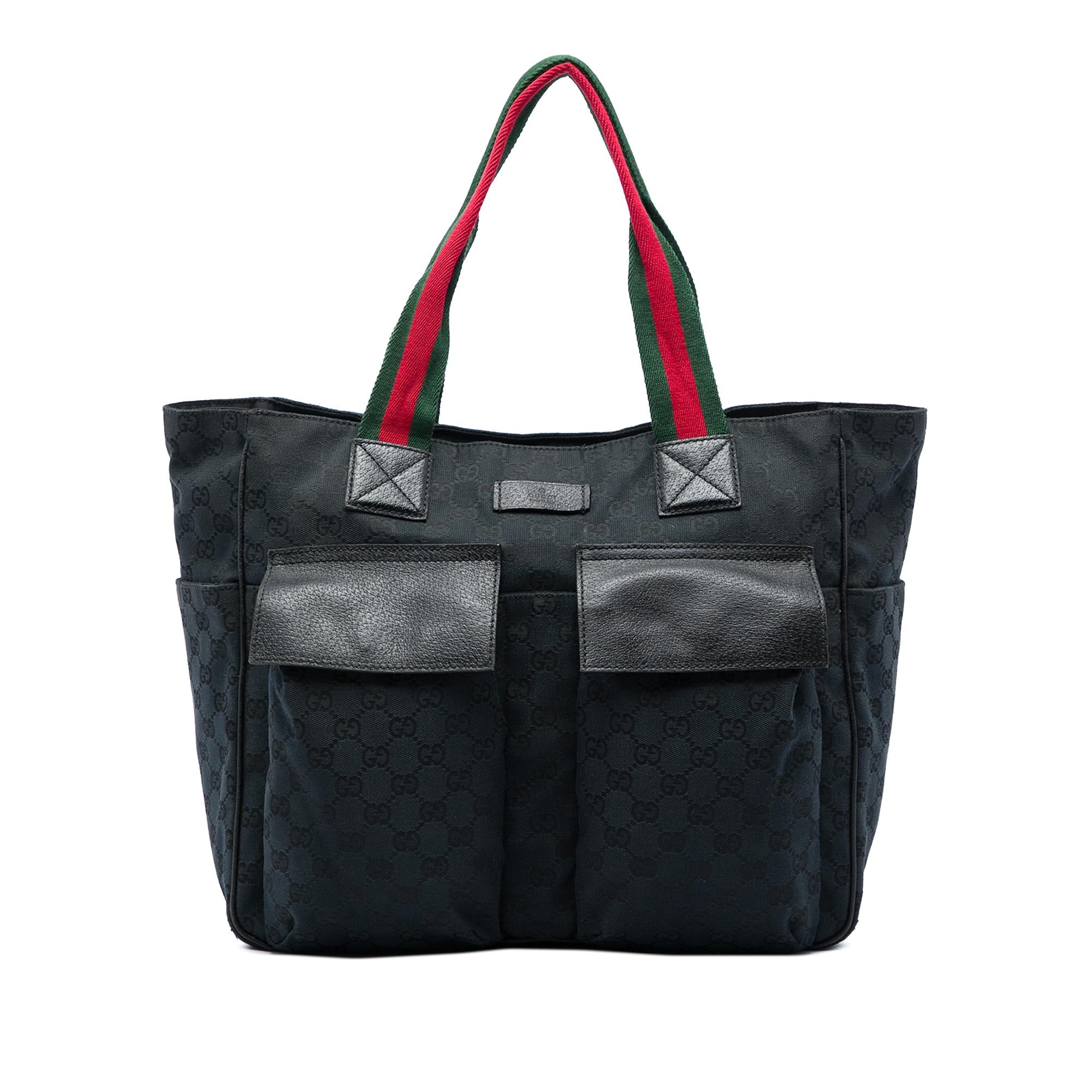 Gucci GG Canvas Web Double Pockets Tote