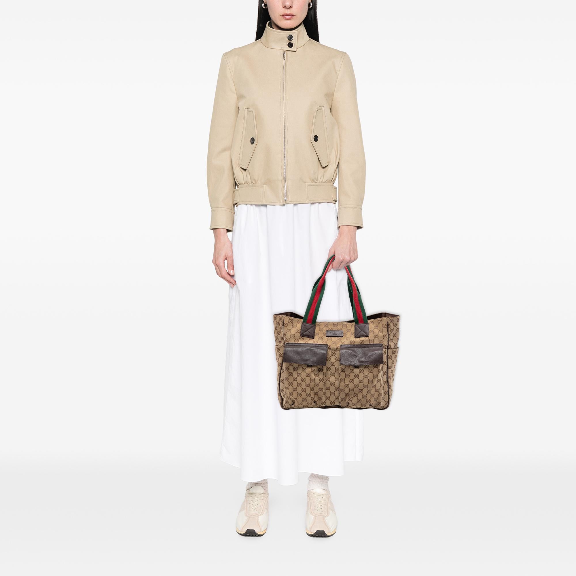 Gucci GG Canvas Web Double Pockets Tote