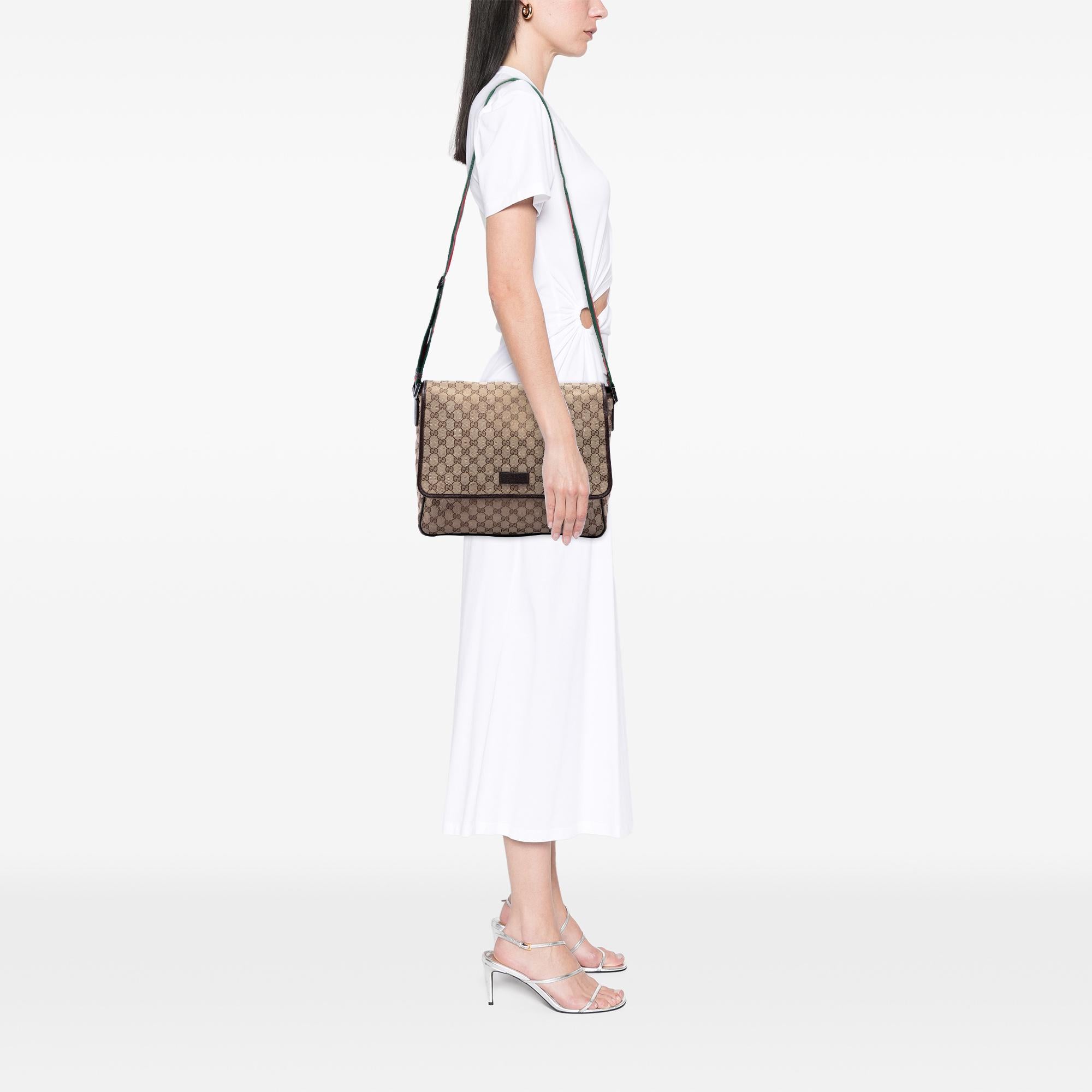 Gucci GG Canvas Web Flap Messenger Bag
