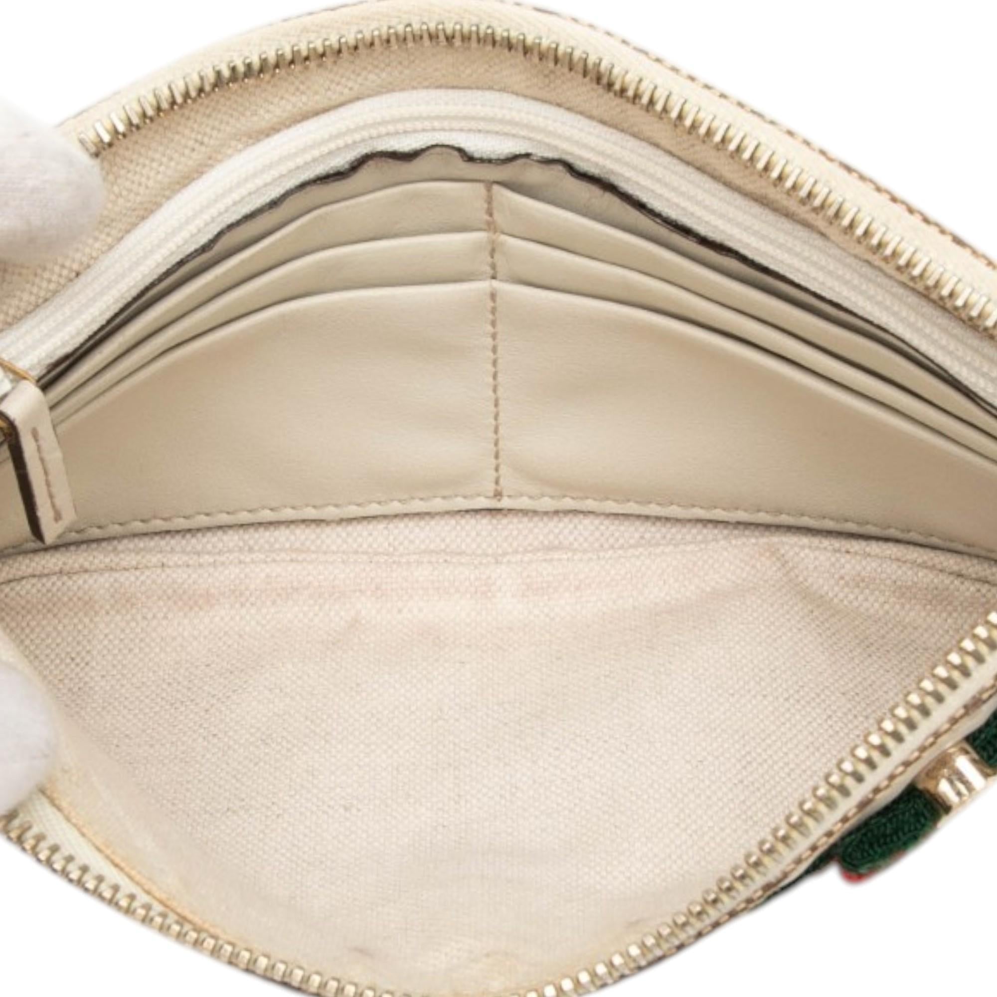 Gucci GG Canvas Web Mayfair Wristlet Clutch