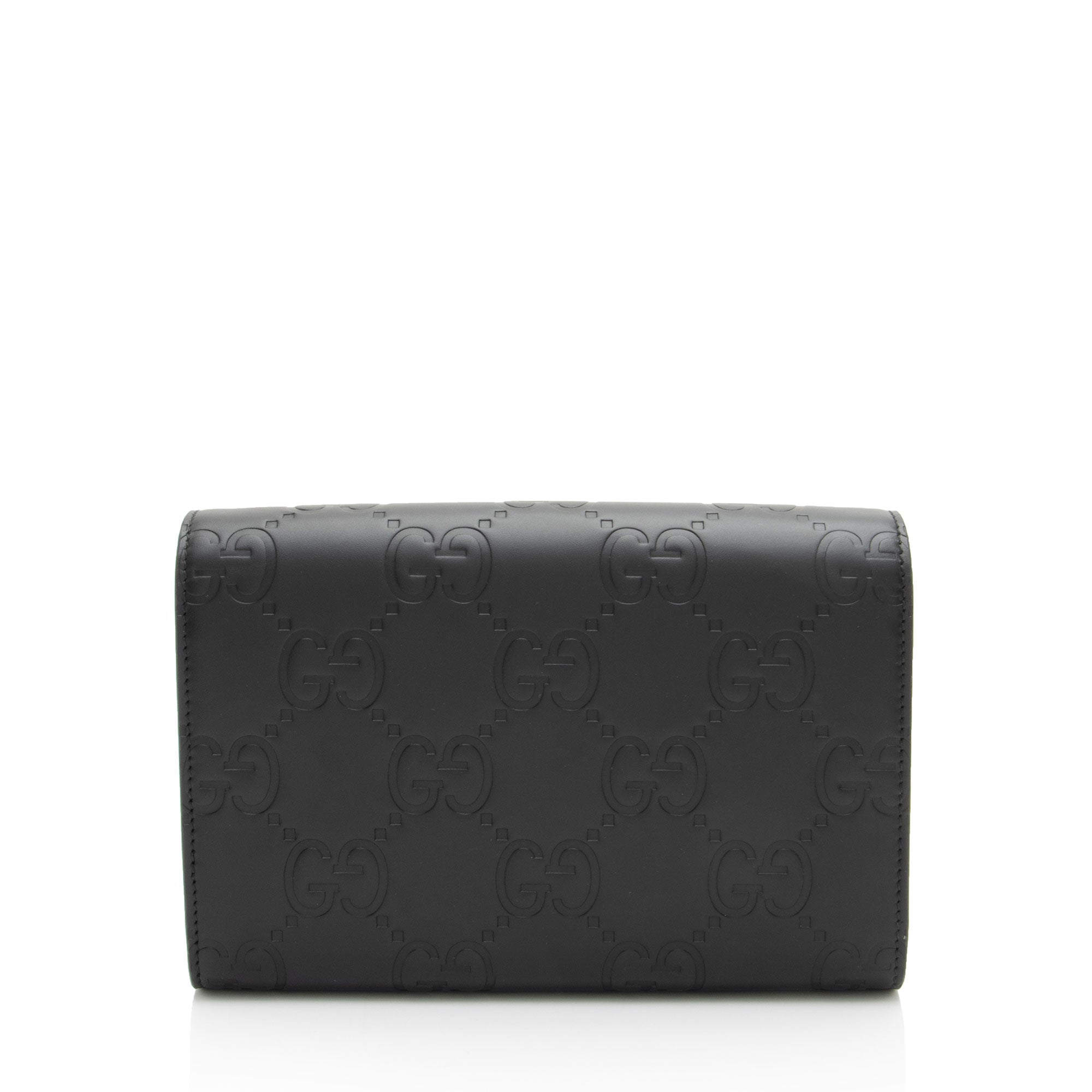 Gucci GG Debossed Leather Chain Wallet