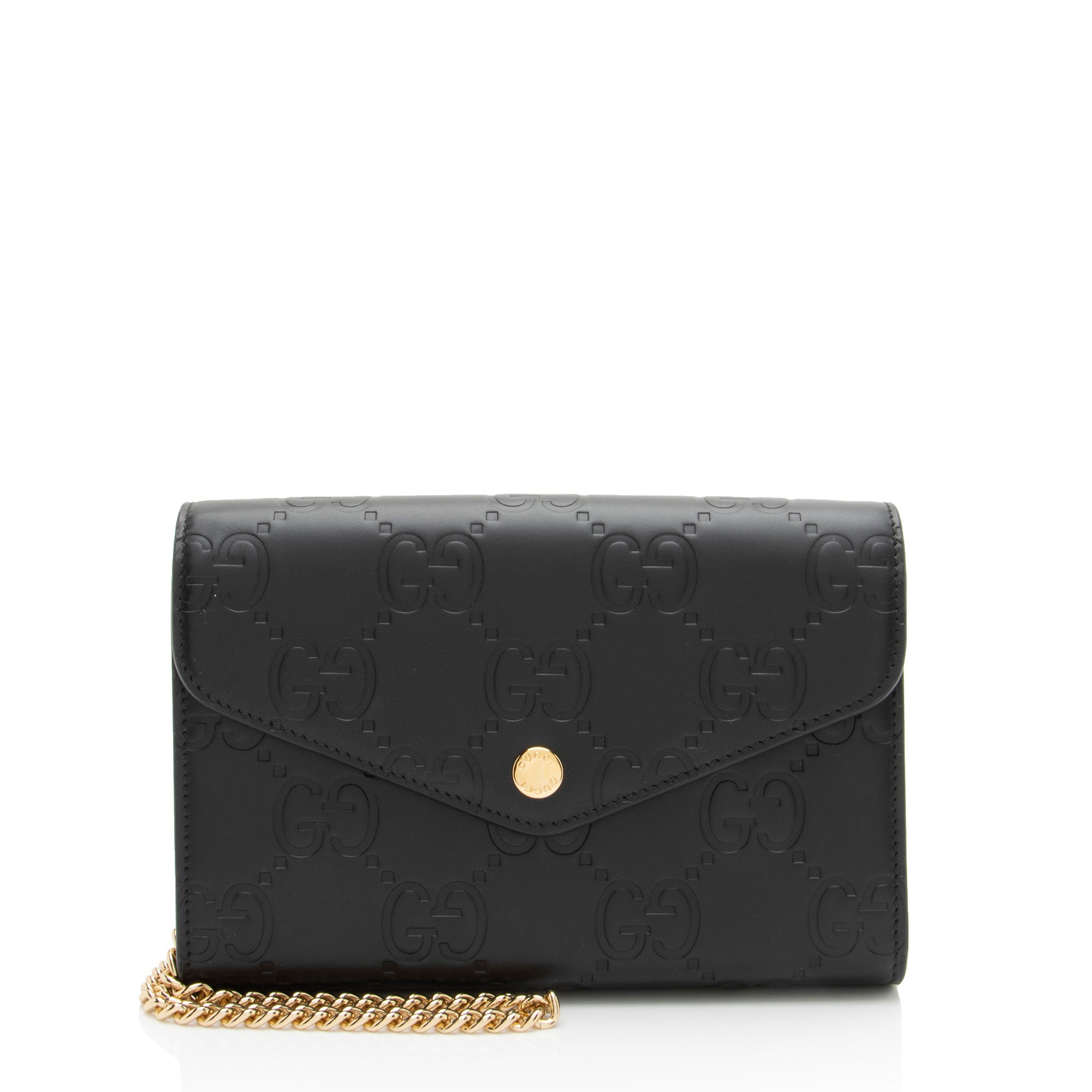 Gucci GG Debossed Leather Chain Wallet