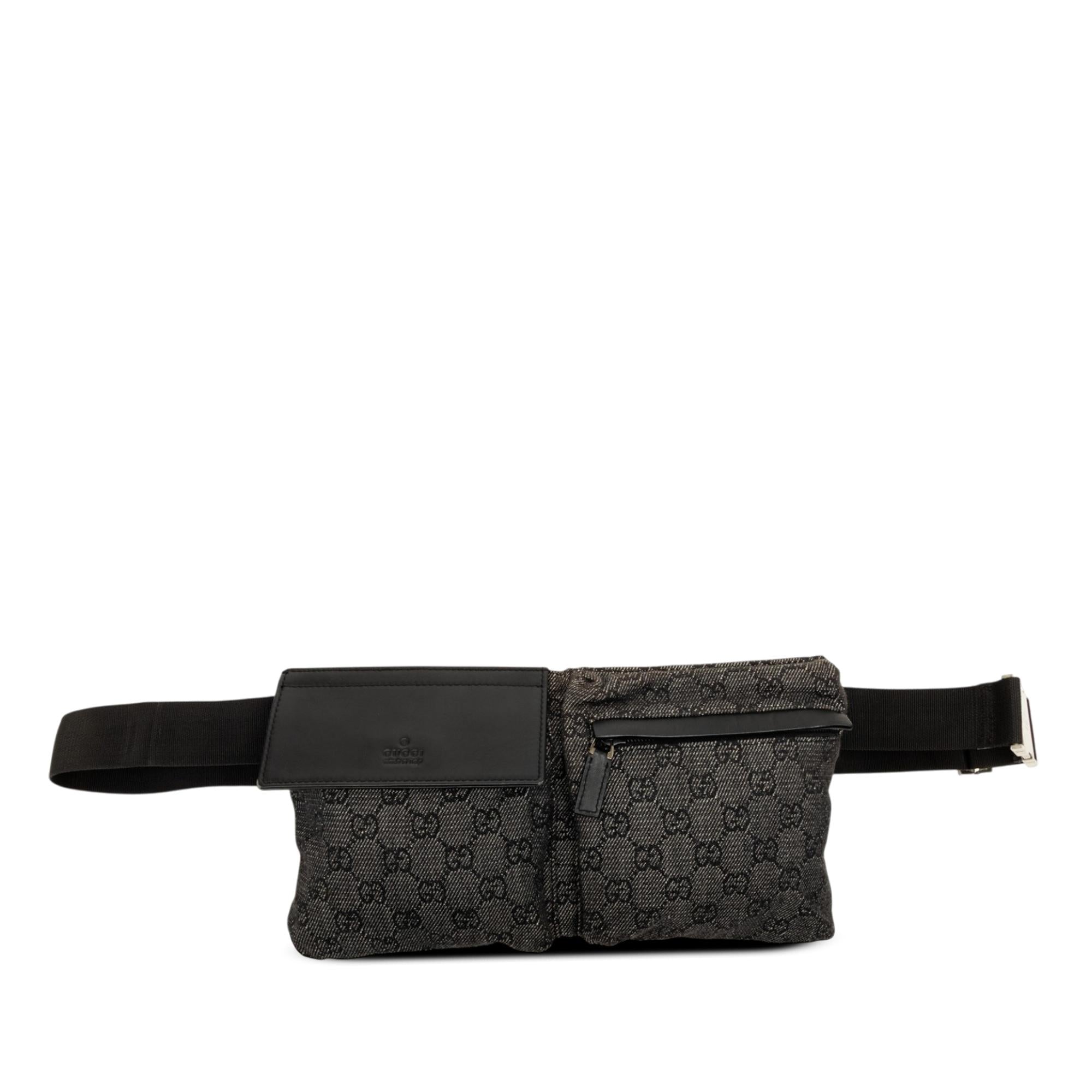 Gucci GG Denim Double Pocket Belt Bag
