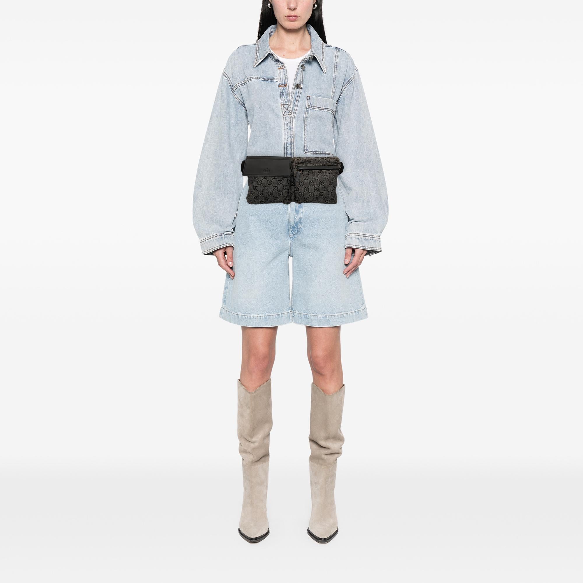 Gucci GG Denim Double Pocket Belt Bag