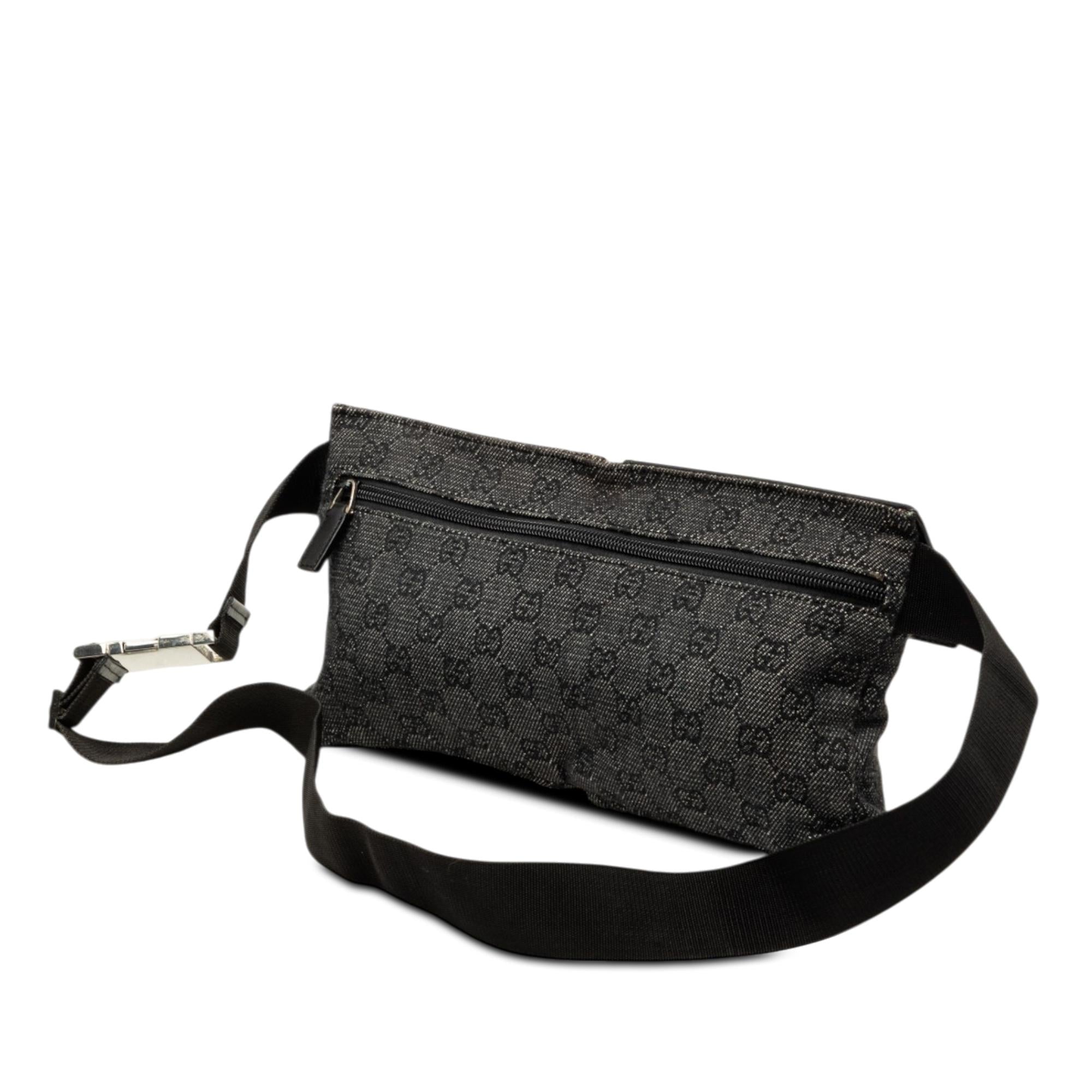 Gucci GG Denim Double Pocket Belt Bag