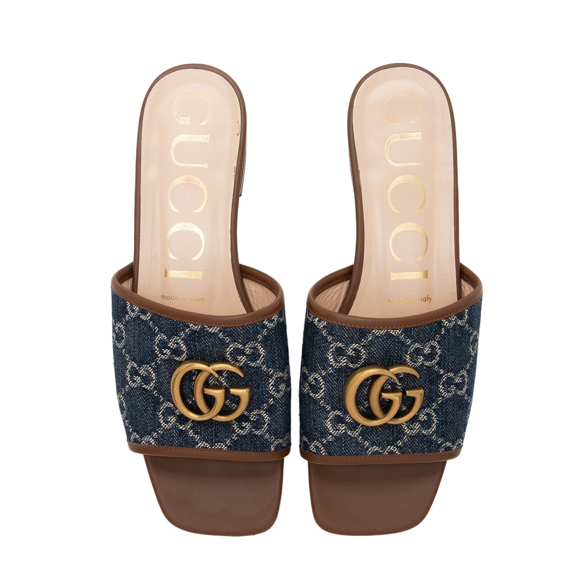 Gucci GG Denim Jolie Slide Sandals - Size 7 / 37 (SHF-VCquA2)