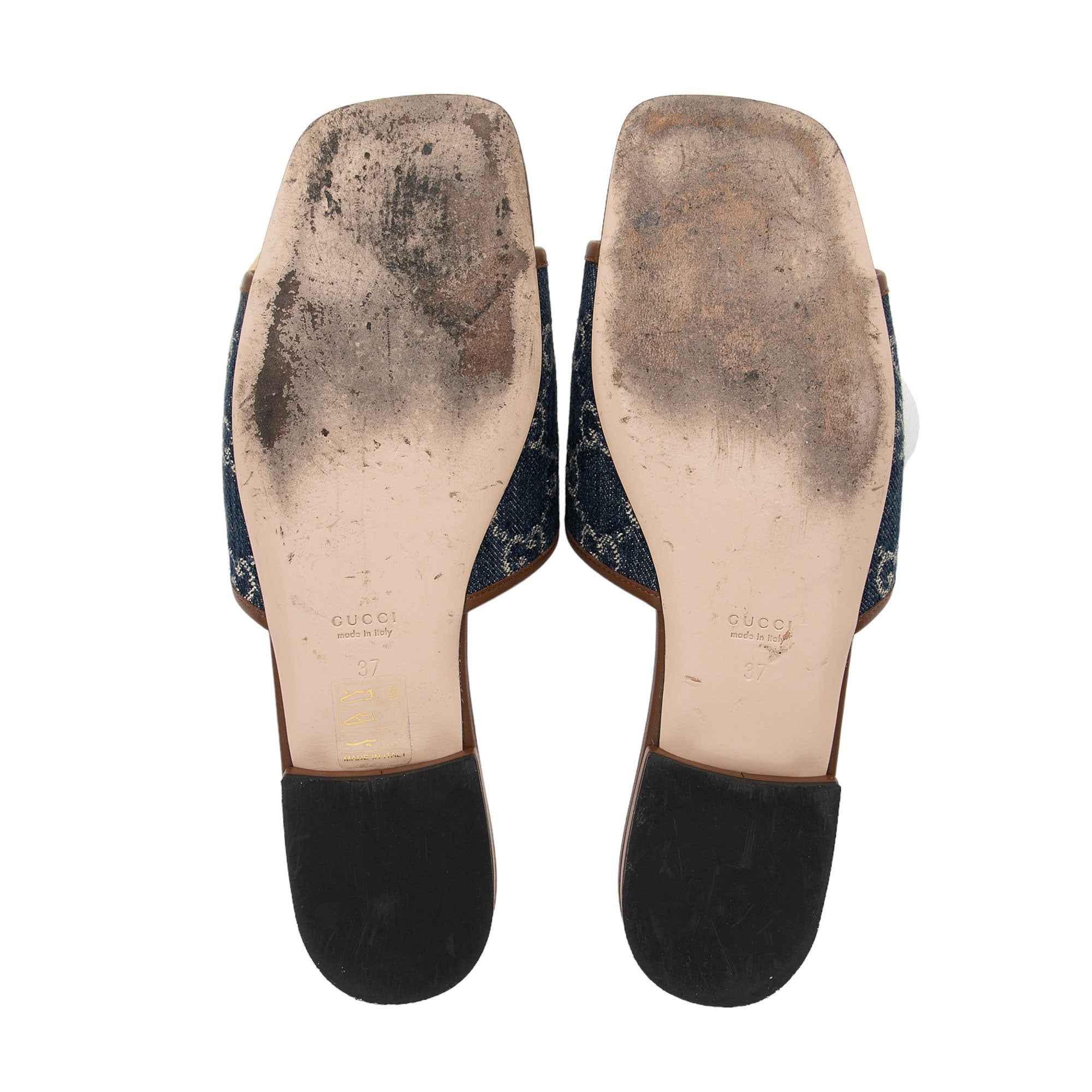 Gucci GG Denim Jolie Slide Sandals - Size 7 / 37 (SHF-VCquA2)