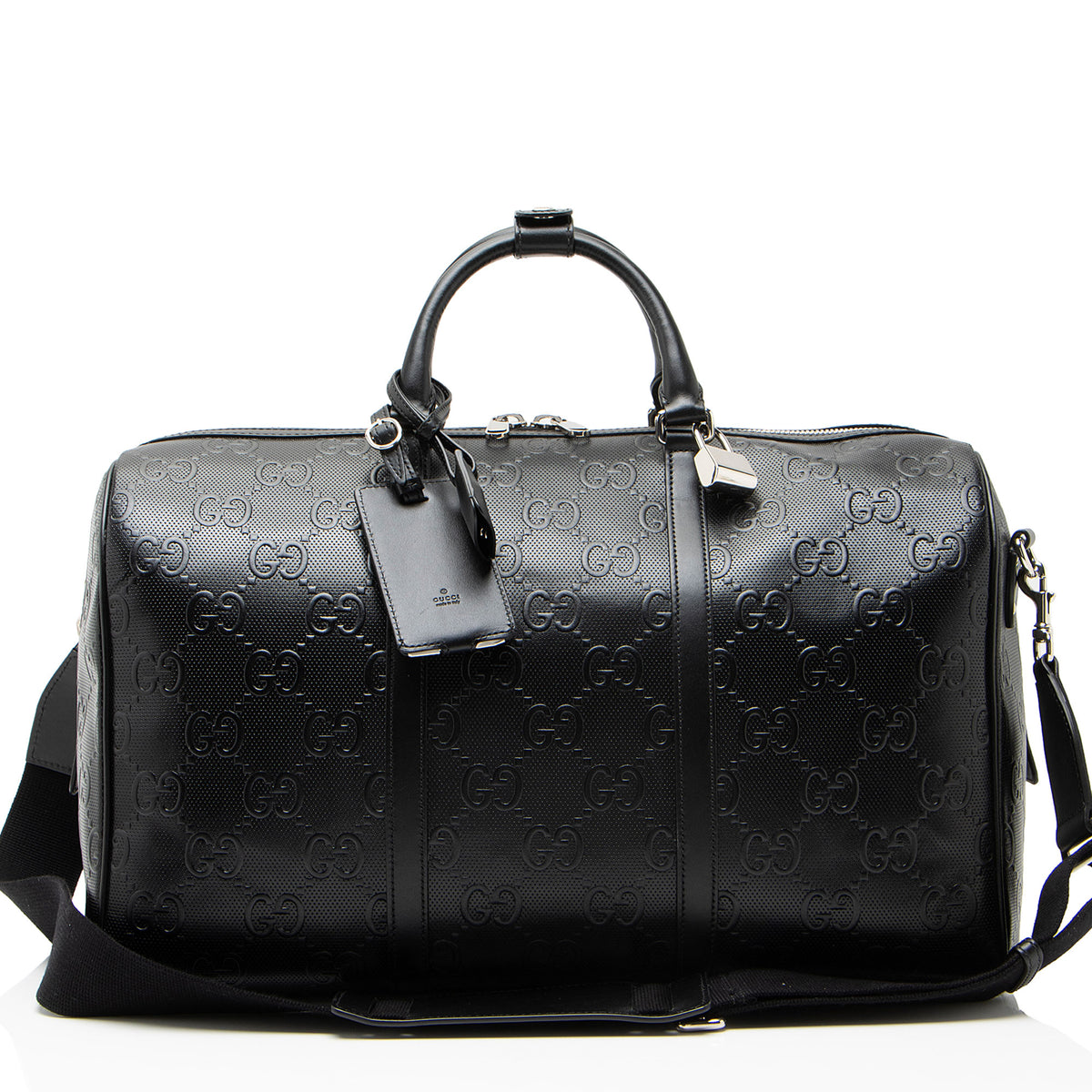 Gucci GG Embossed Leather Medium Boston Duffle