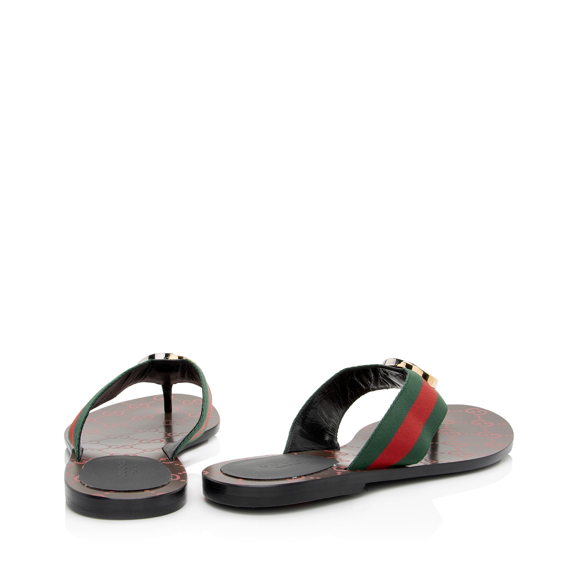 Gucci GG Interlocking G Web Kika Thong Sandals - Size 9.5 / 39.5 (SHF-2pJuAZ)