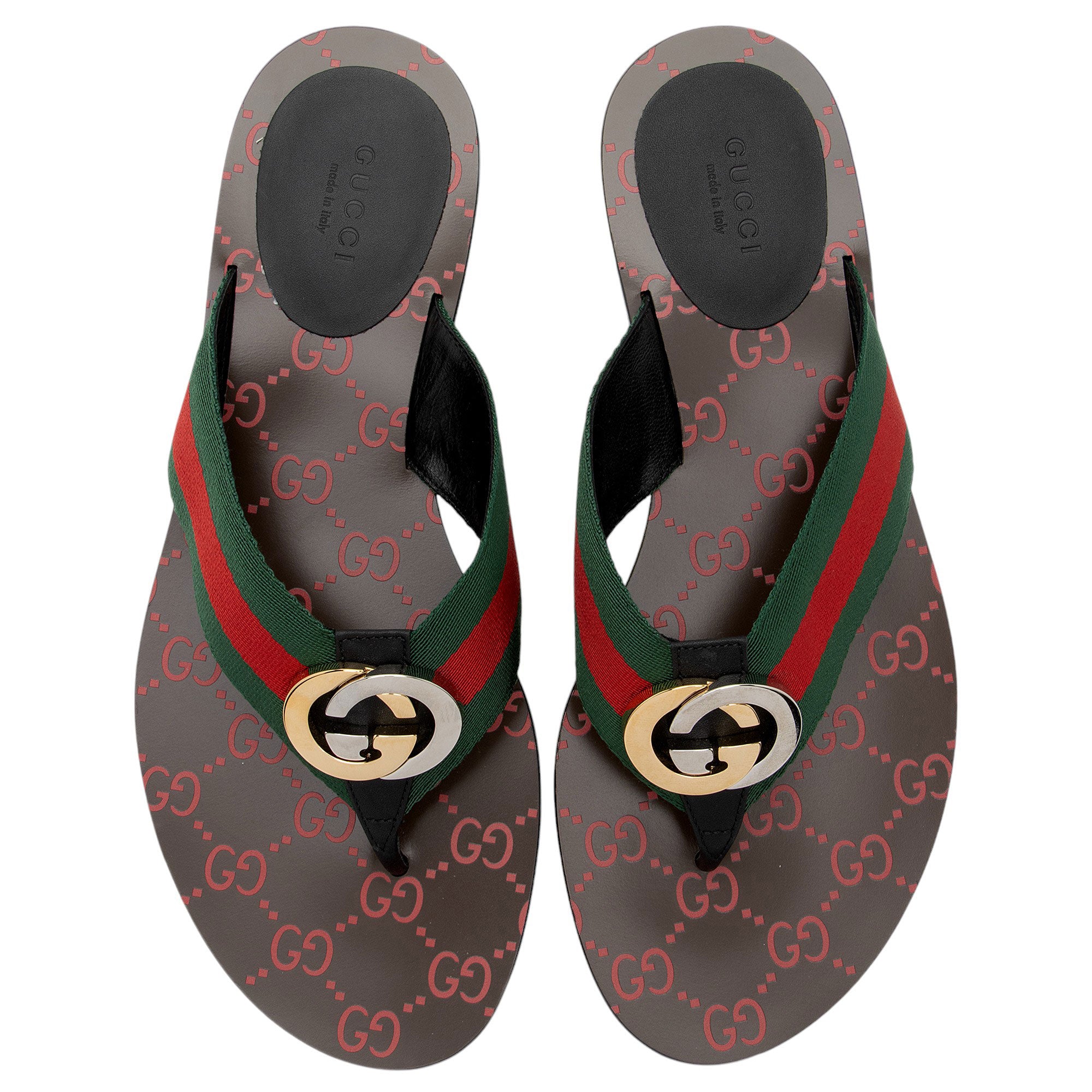 Gucci GG Interlocking G Web Kika Thong Sandals - Size 9.5 / 39.5 (SHF-2pJuAZ)
