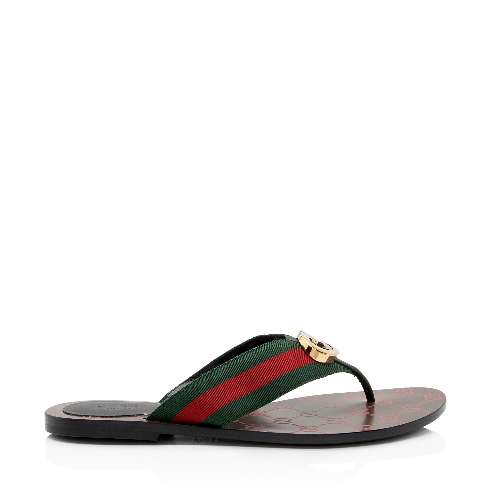 Gucci GG Interlocking G Web Kika Thong Sandals - Size 9.5 / 39.5 (SHF-2pJuAZ)