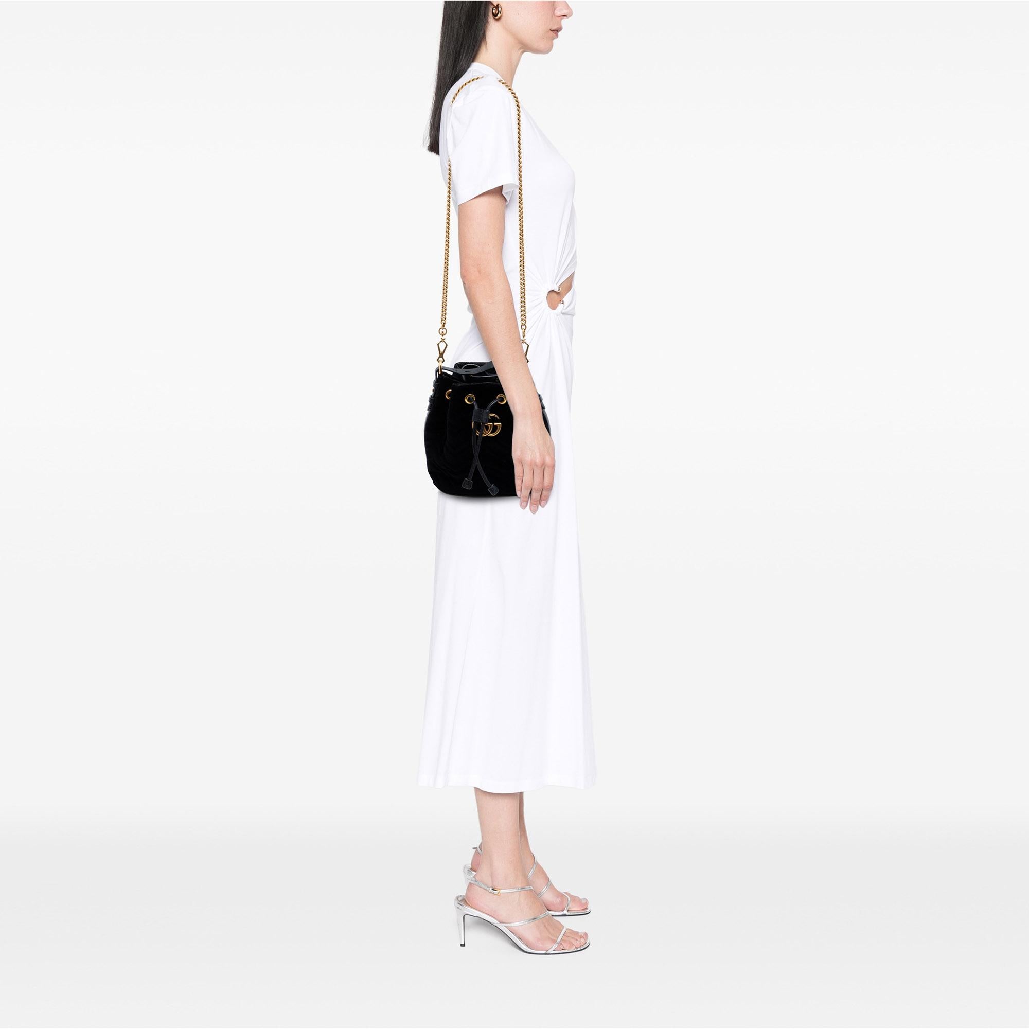 Gucci GG Marmont 2.0 Matelasse Velvet Bucket Bag