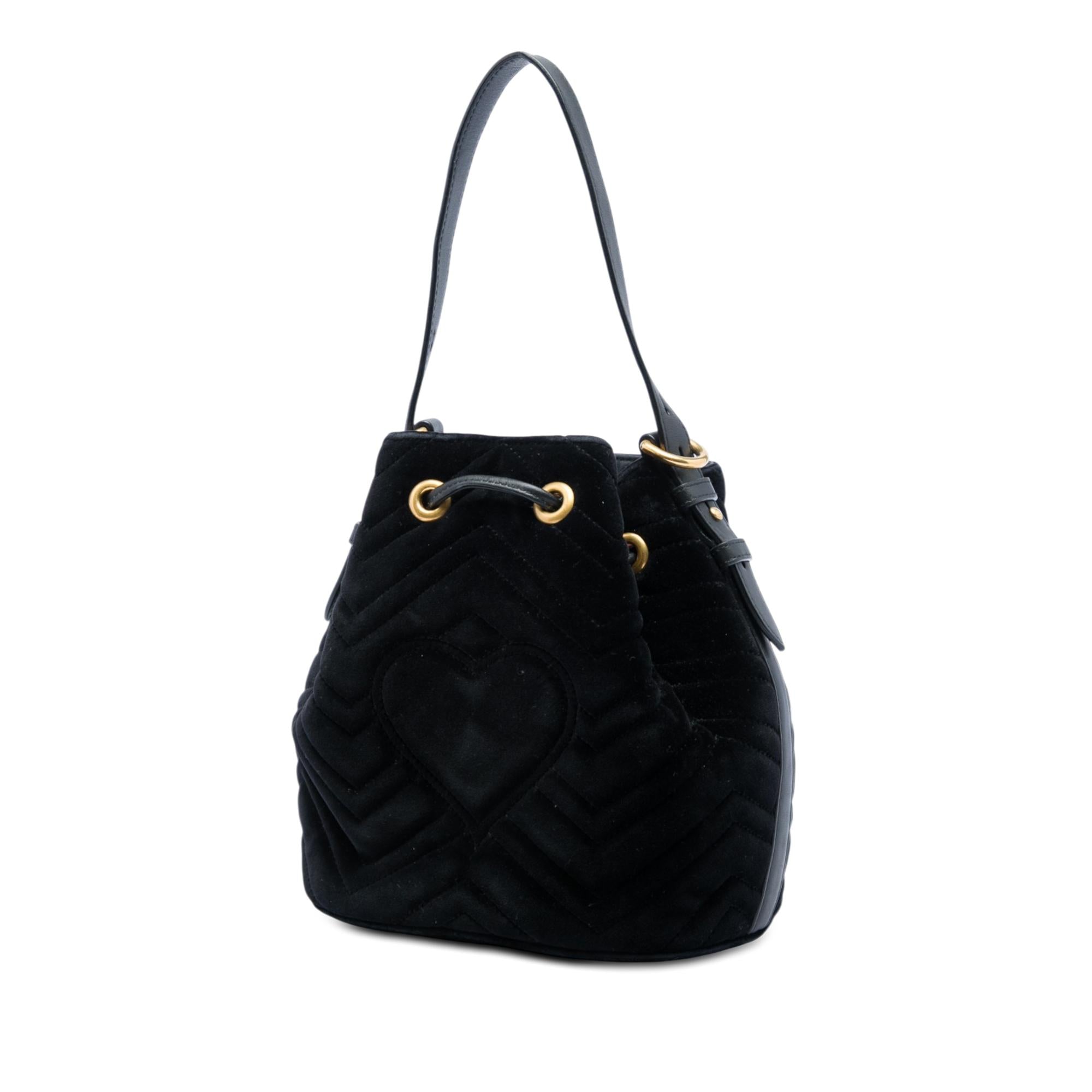 Gucci GG Marmont 2.0 Matelasse Velvet Bucket Bag