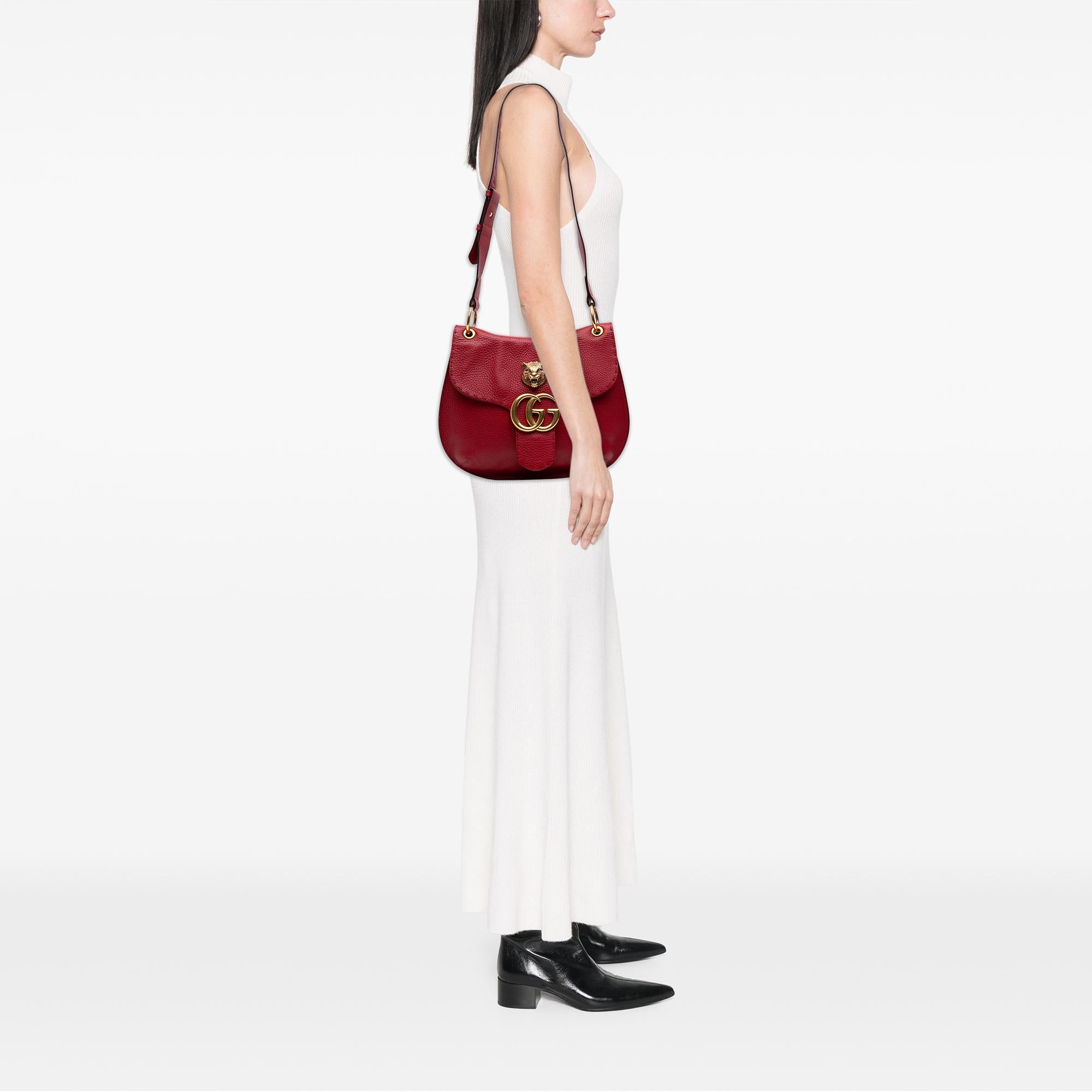 Gucci GG Marmont Calfskin Animalier Shoulder Bag