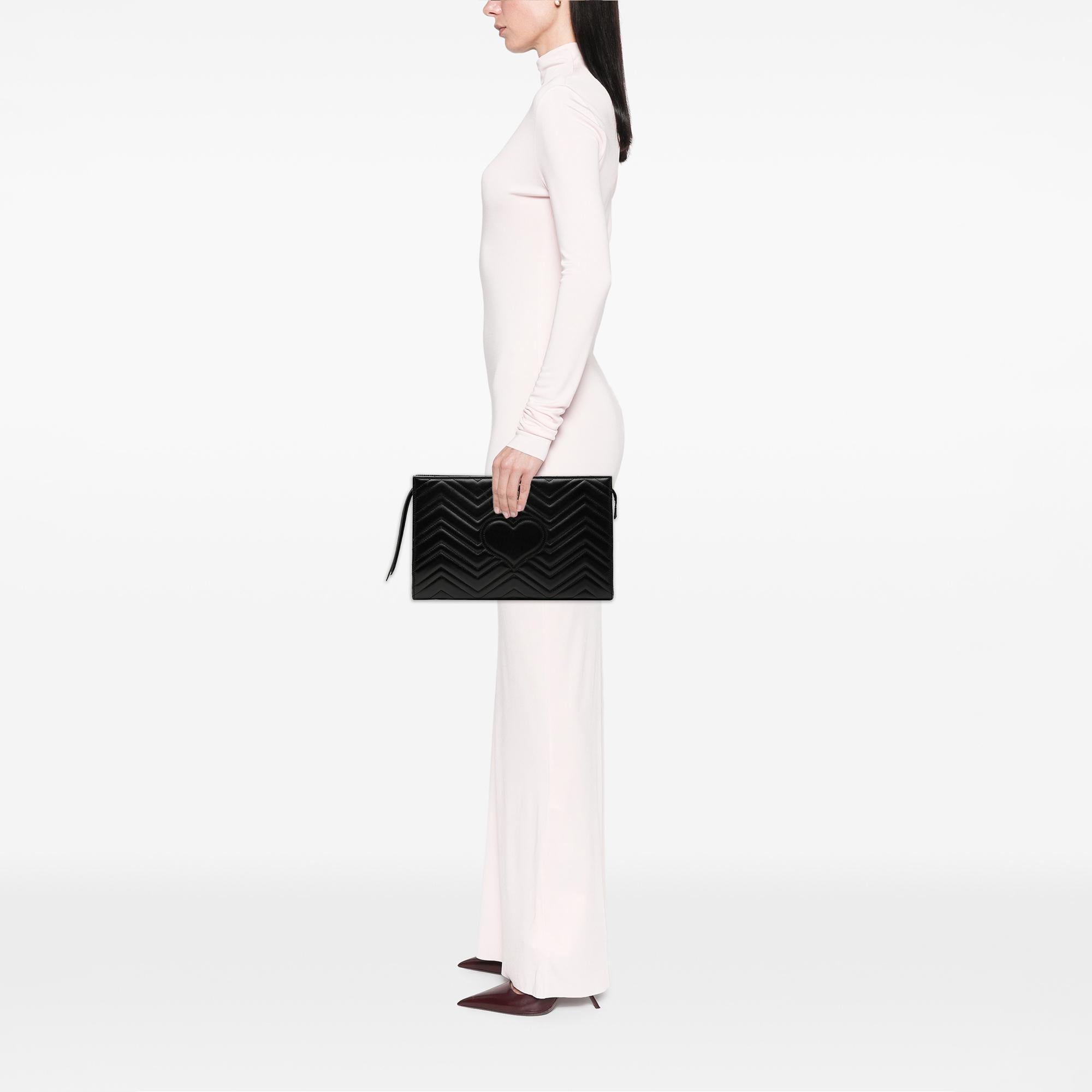Gucci GG Marmont Heart Matelasse Calfskin Clutch