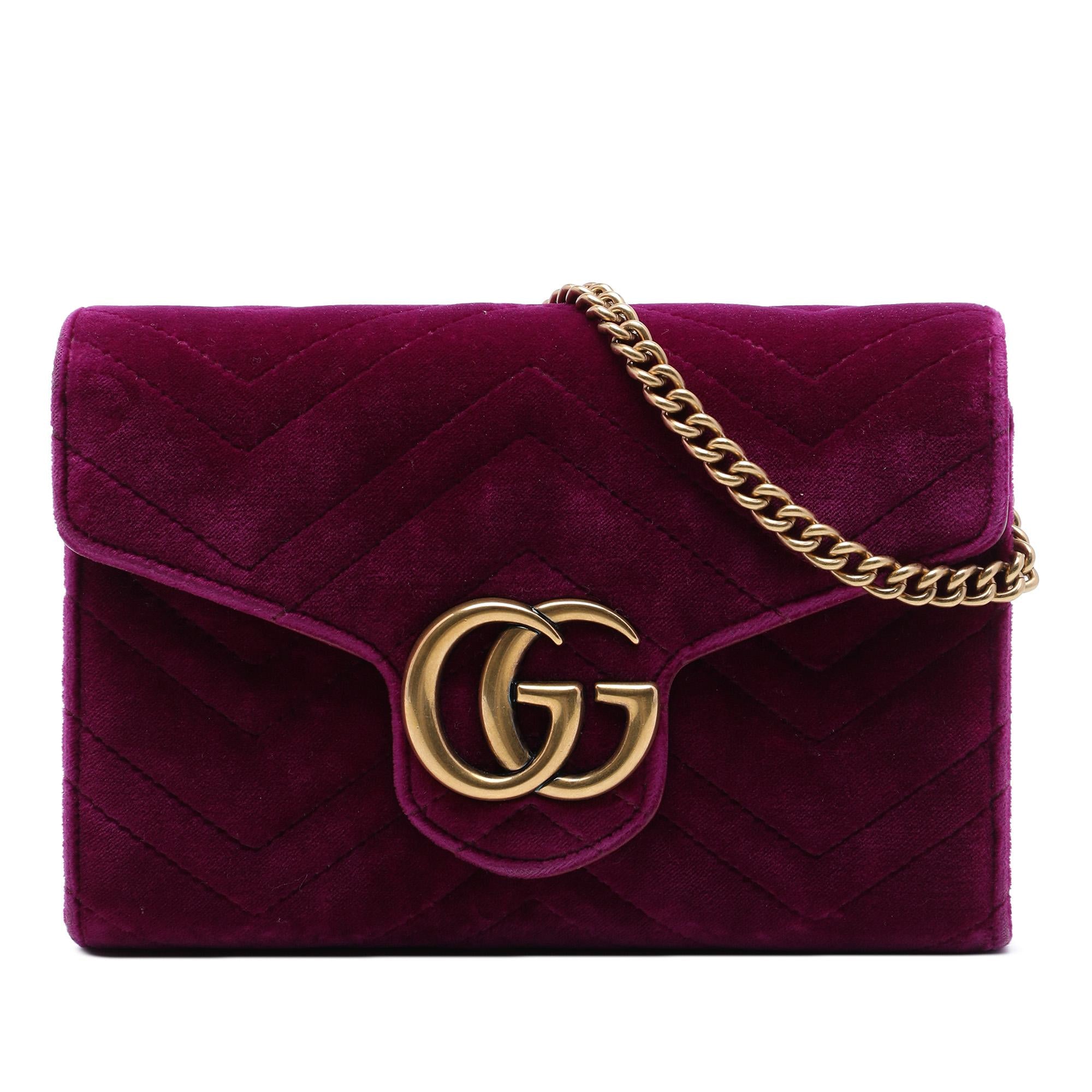 Gucci GG Marmont Matelasse Velvet Wallet On Chain