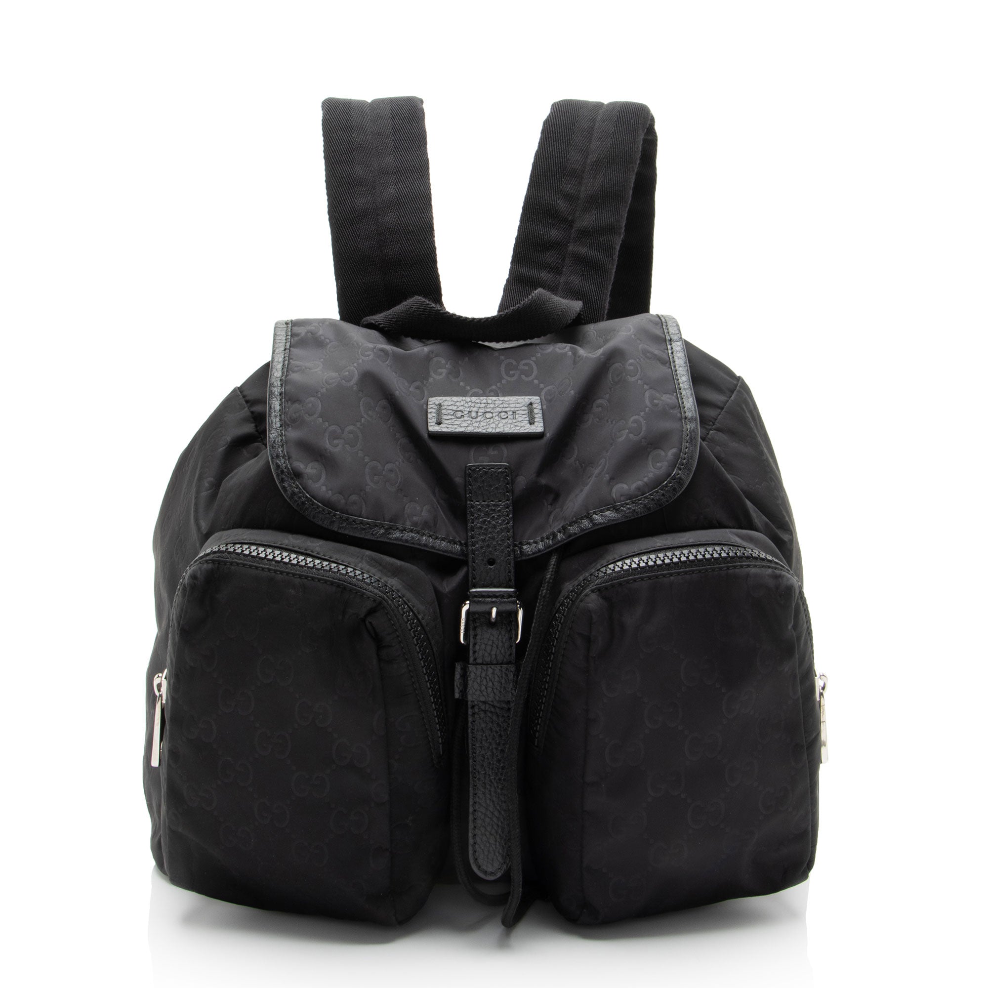 Gucci GG Nylon Buckle Double Pocket Backpack