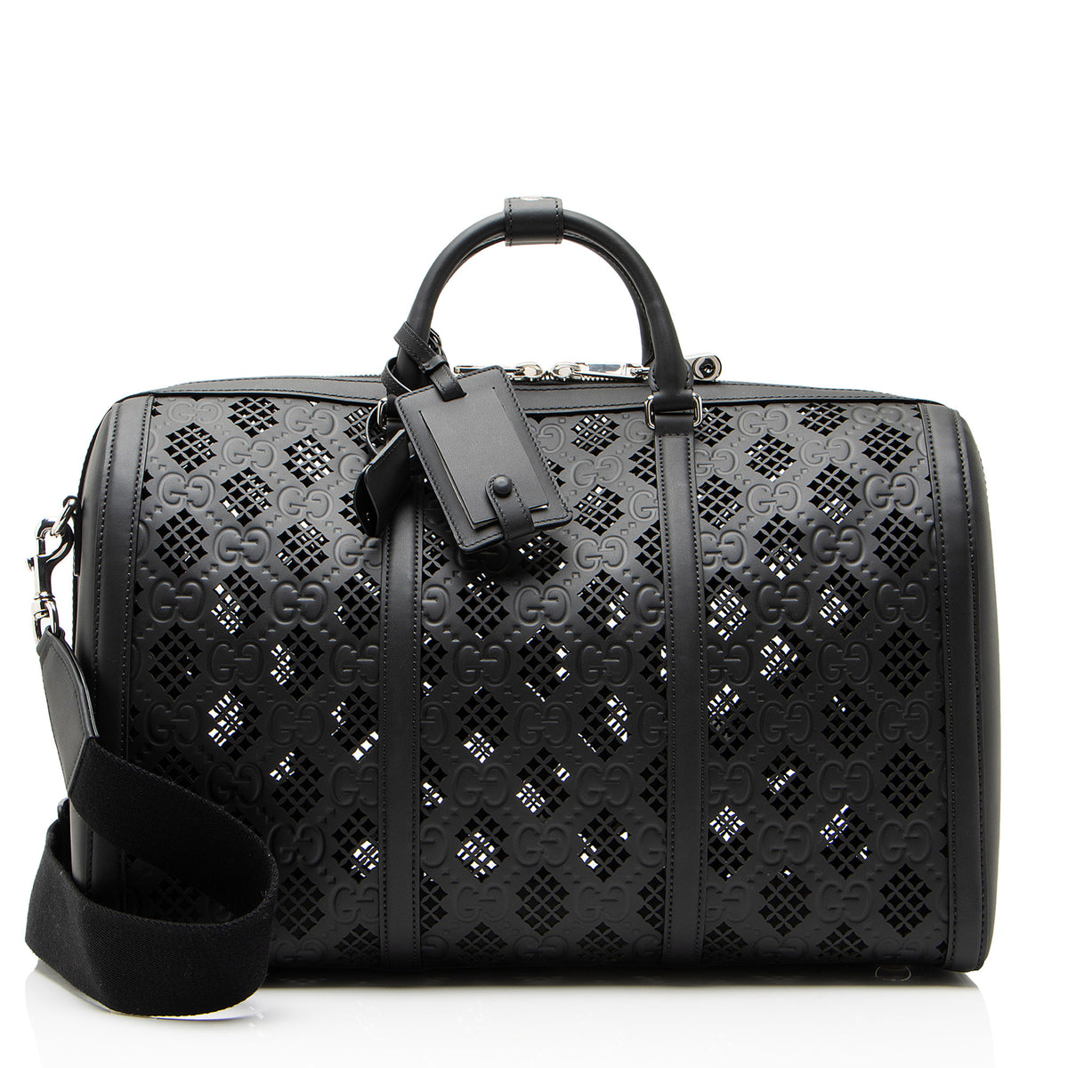 Gucci Perforated GG Embossed Leather Medium Duffle