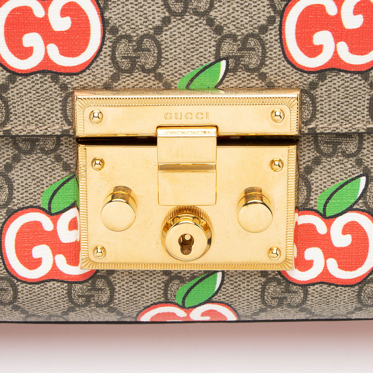 Gucci GG Supreme Apple Padlock Small Shoulder Bag