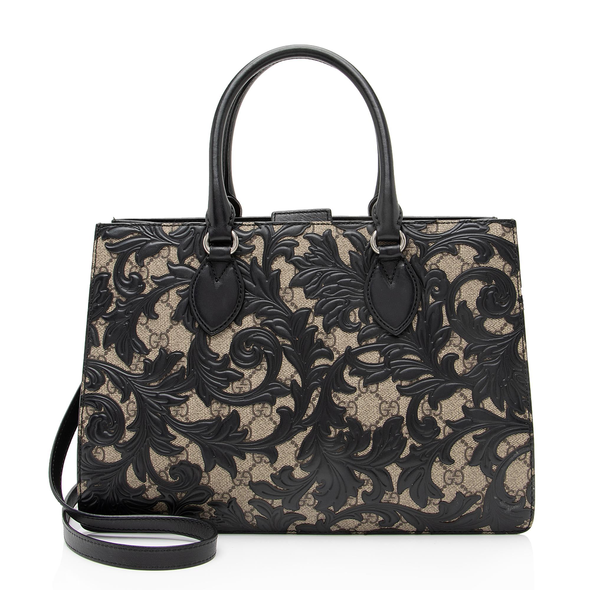 Gucci GG Supreme Arabesque Top Handle Convertible Small Tote (SHF-23364)
