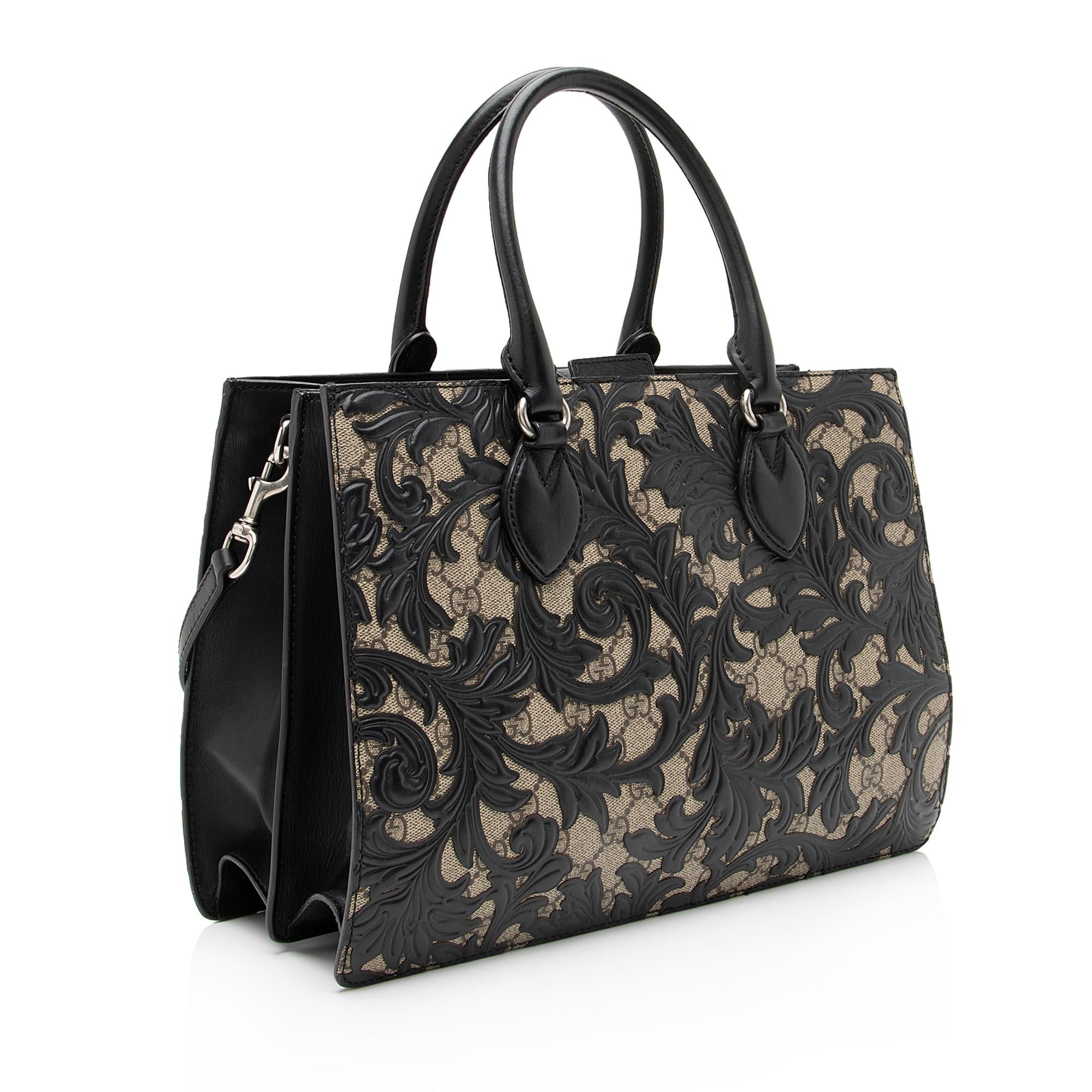 Gucci GG Supreme Arabesque Top Handle Convertible Small Tote (SHF-23364)