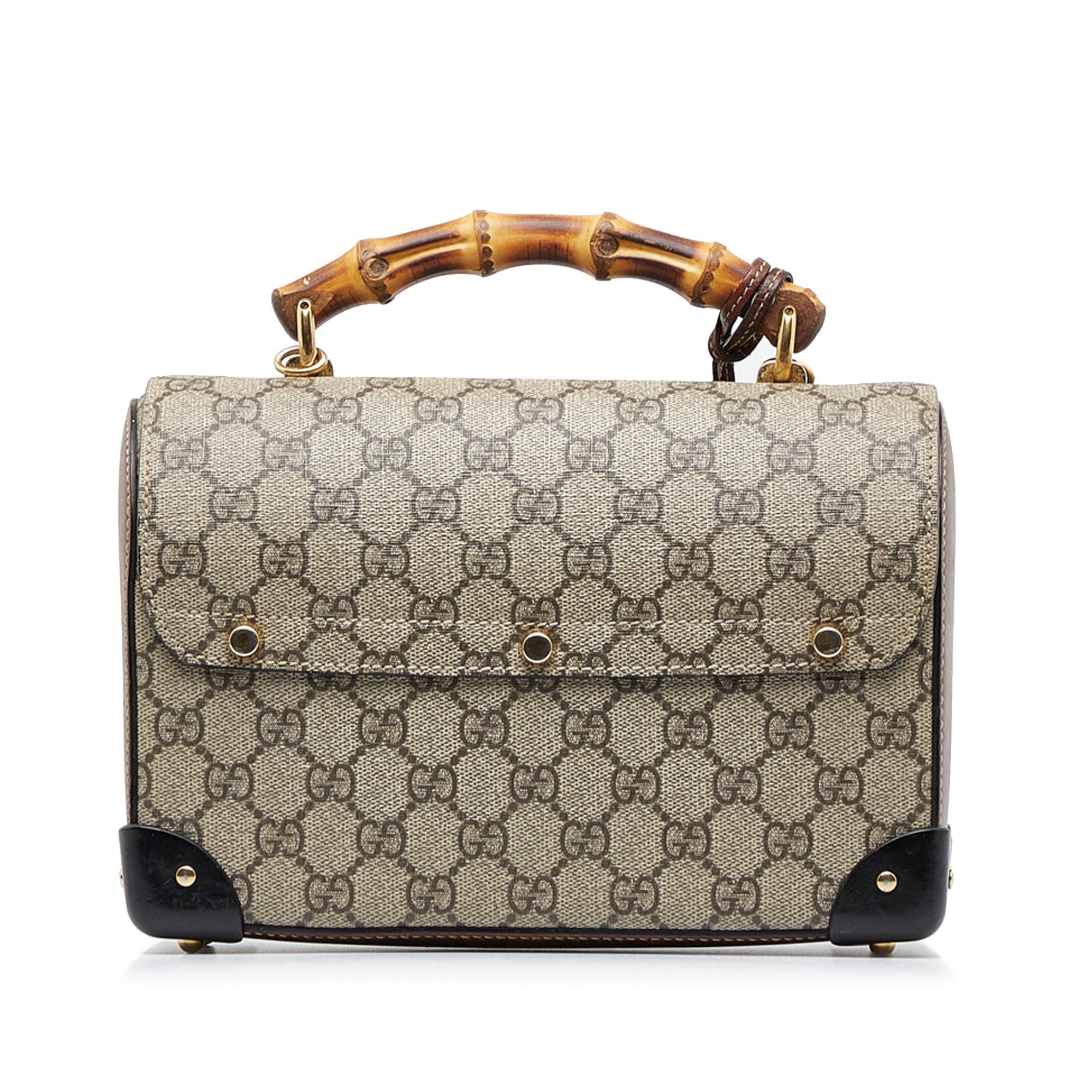 Gucci GG Supreme Bamboo Padlock Satchel (SHG-rOgtY6)