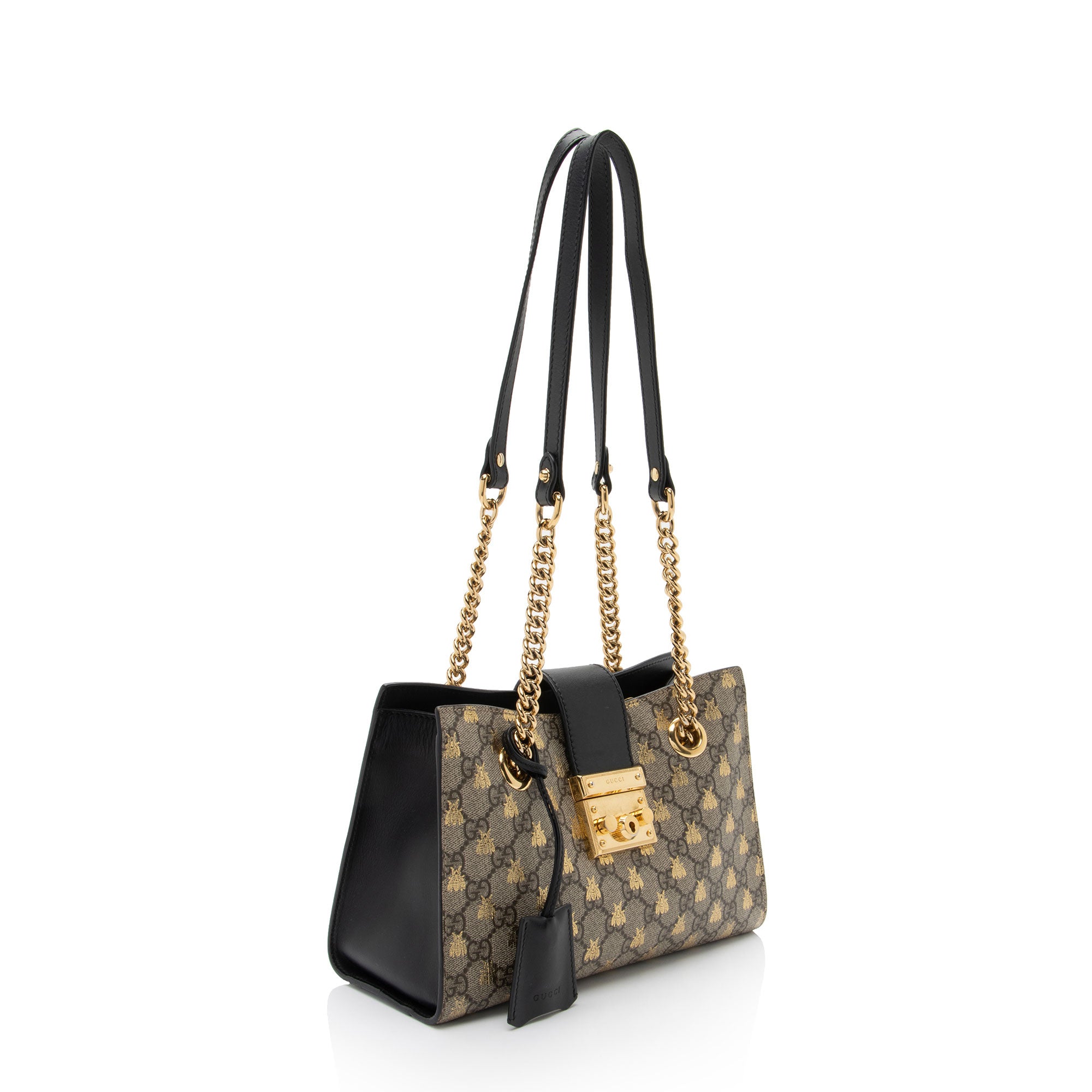 Gucci GG Supreme Bees Padlock Small Shoulder Bag (SHF-GLVNfB)