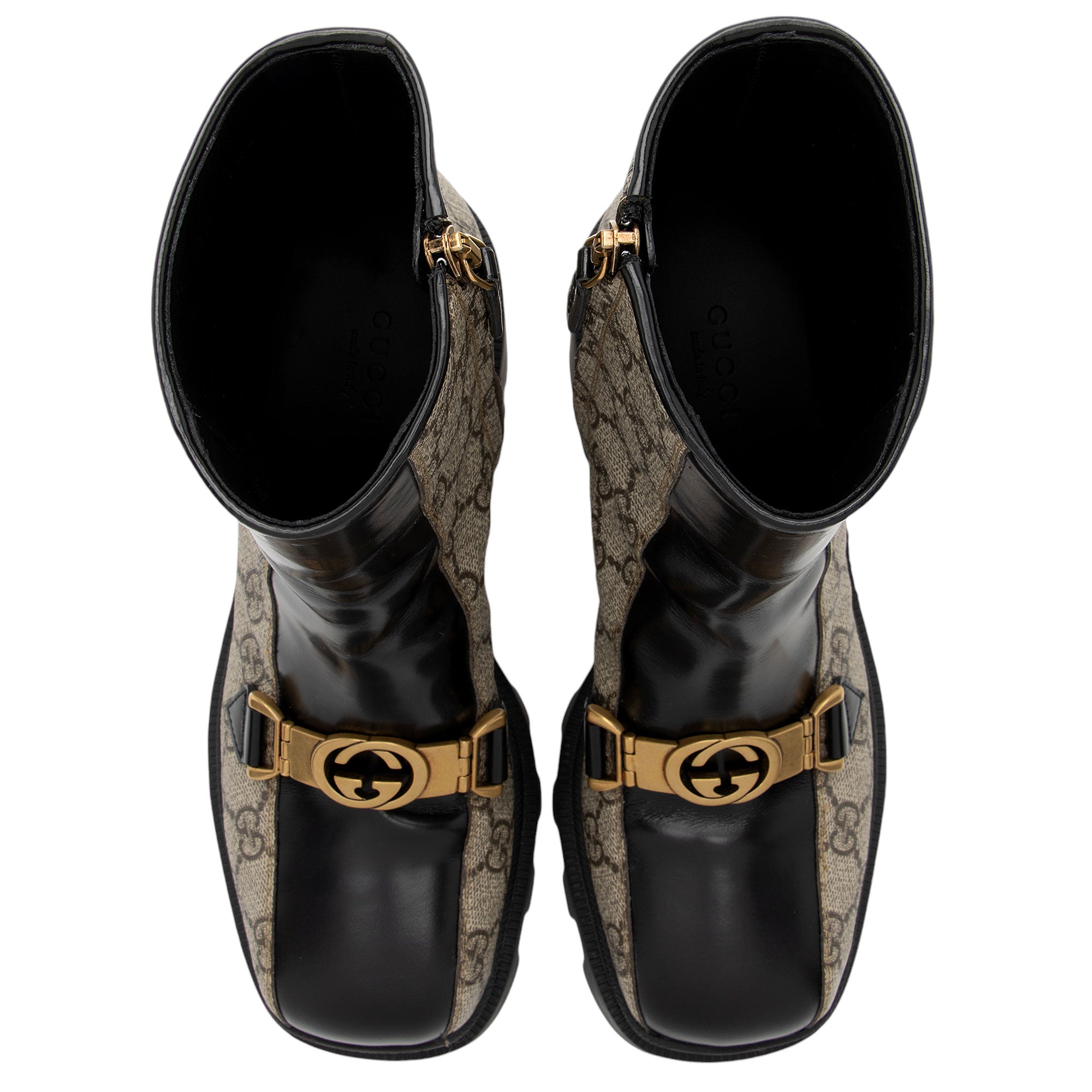 Gucci GG Supreme Calfskin Interlocking G Boots - Size 6 / 36