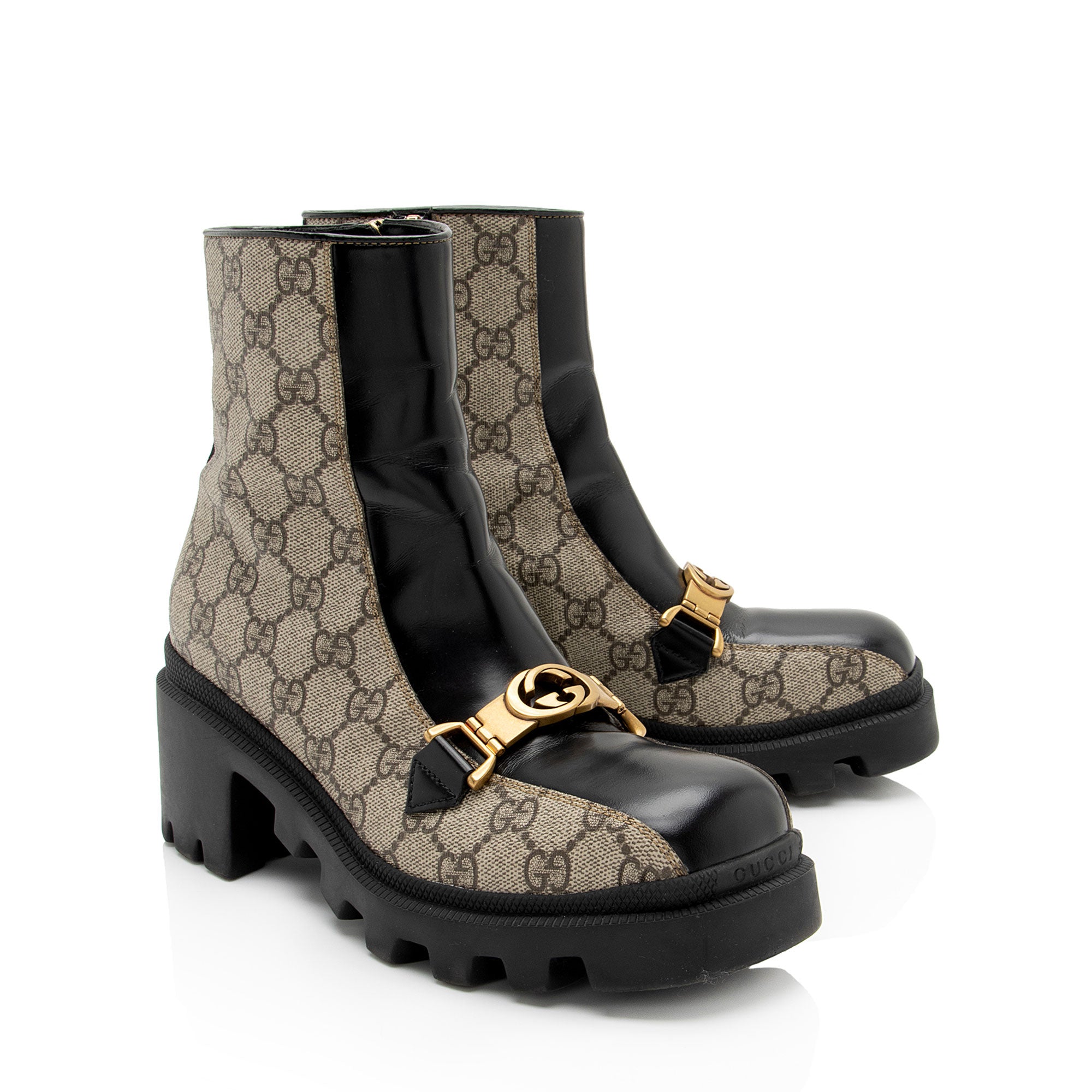 Gucci GG Supreme Calfskin Interlocking G Boots - Size 6 / 36