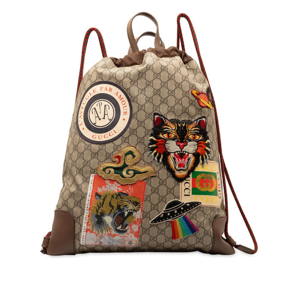Gucci GG Supreme Courrier Drawstring Backpack (SHG-qBcRPL)