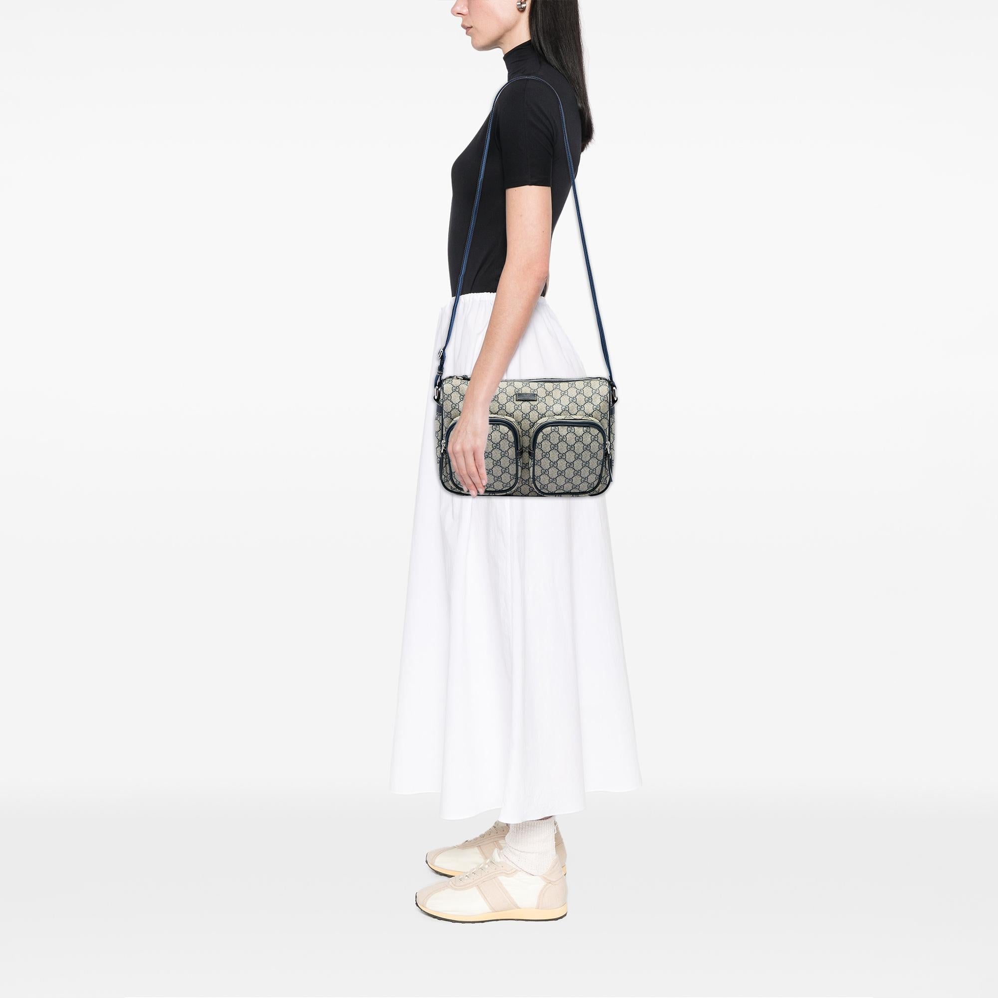 Gucci GG Supreme Double Pocket Crossbody
